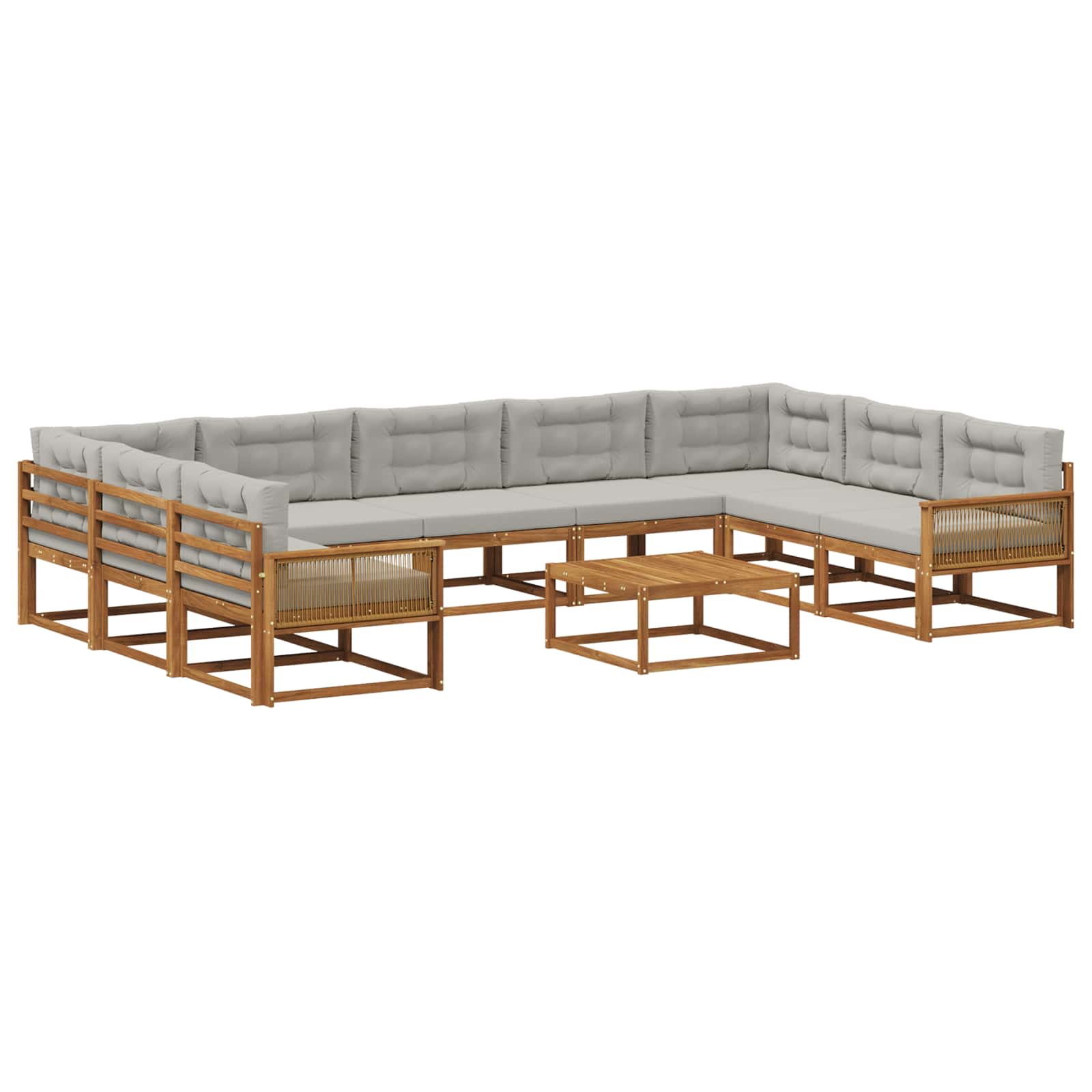 Set vanjskih sofa s jastukom 10 pcs Prirodna i svjetlosiva