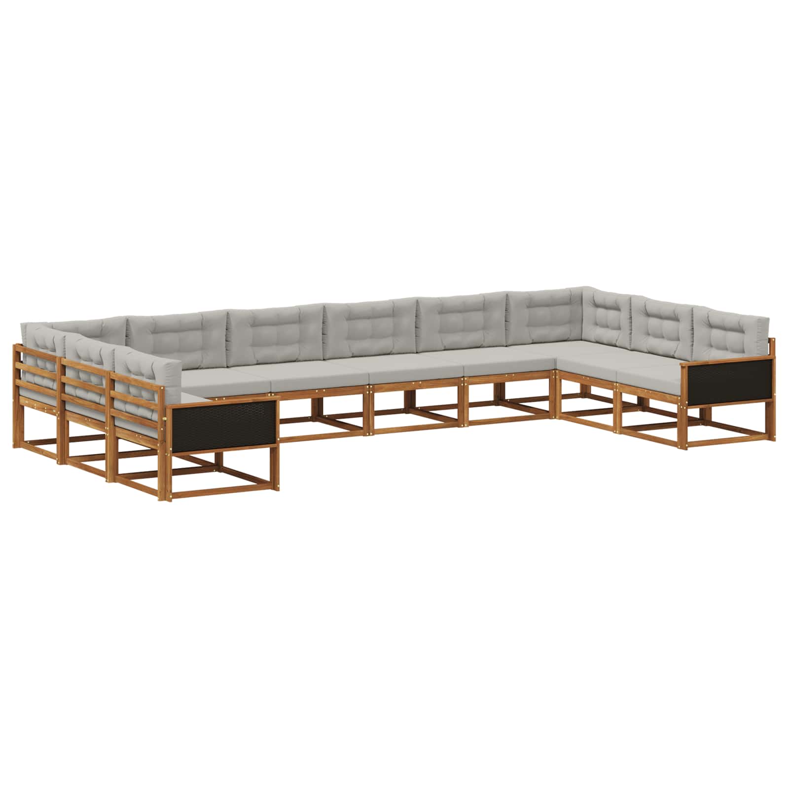 Set vanjskih sofa s jastukom 10 pcs Prirodna i svjetlosiva