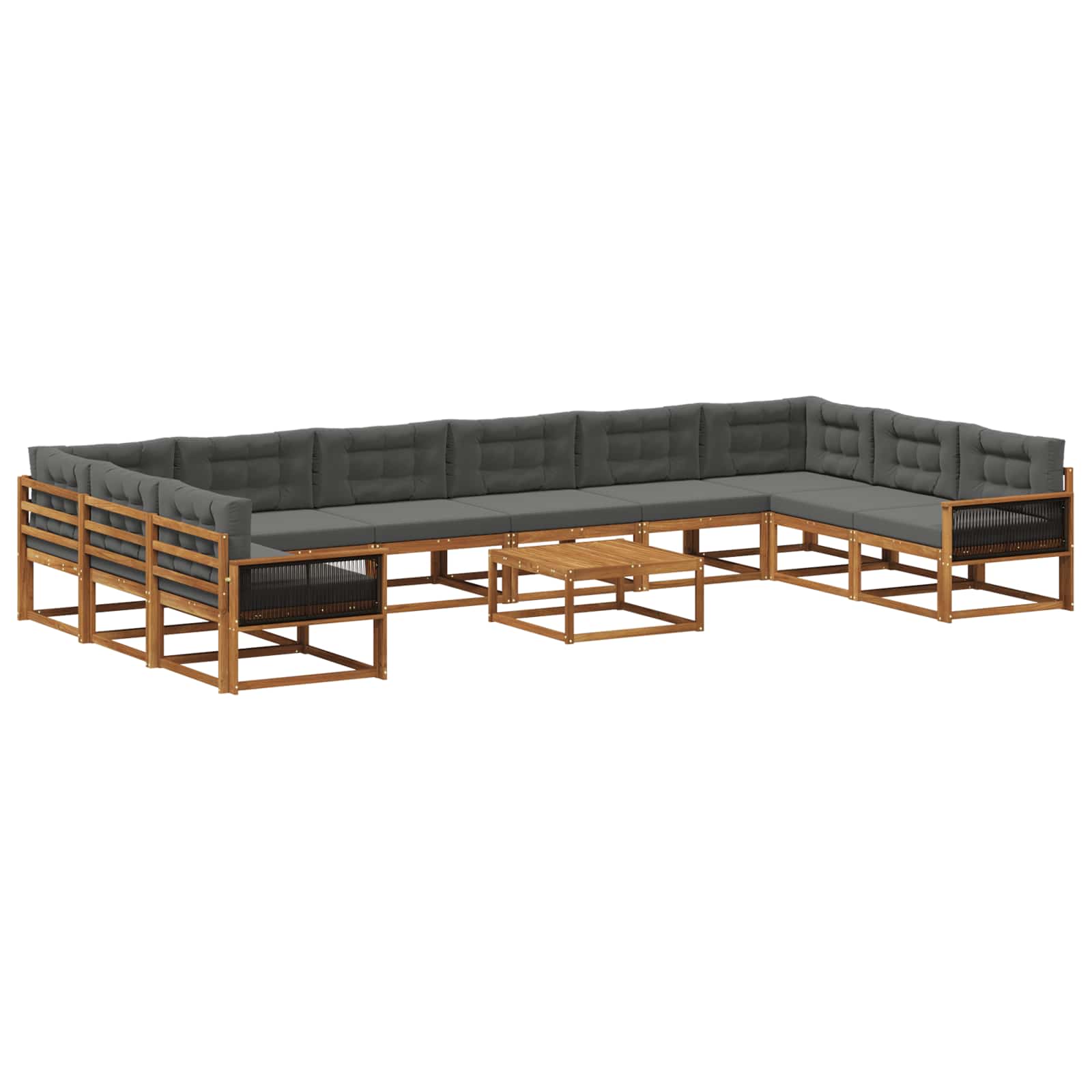 Set vanjskih sofa s jastukom 11 pcs Prirodna i antracit