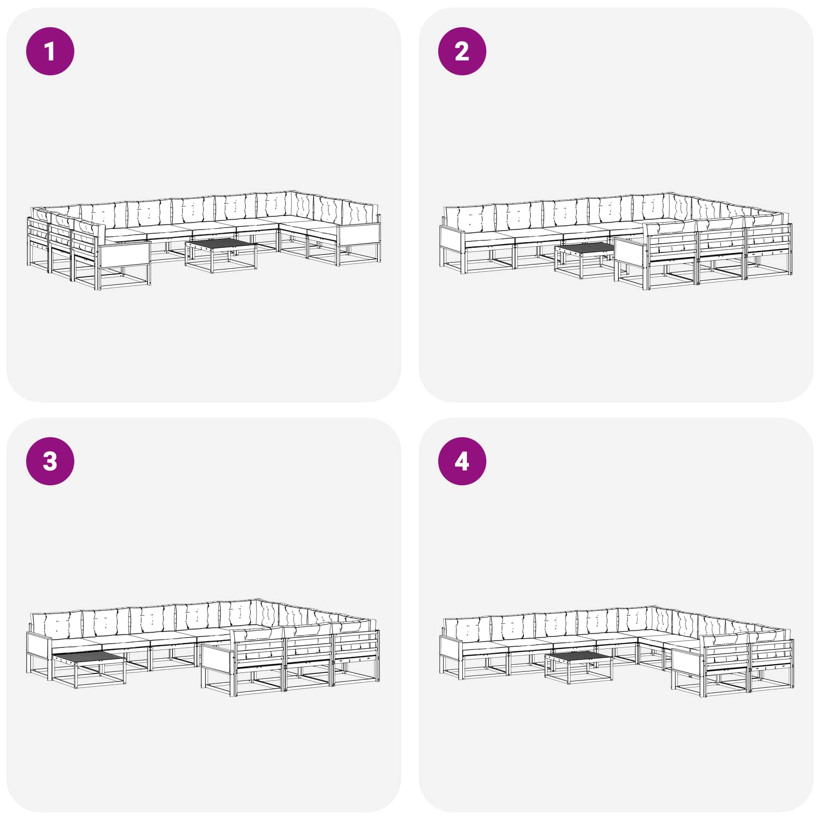 Set vanjskih sofa s jastukom 11 pcs Prirodna i antracit
