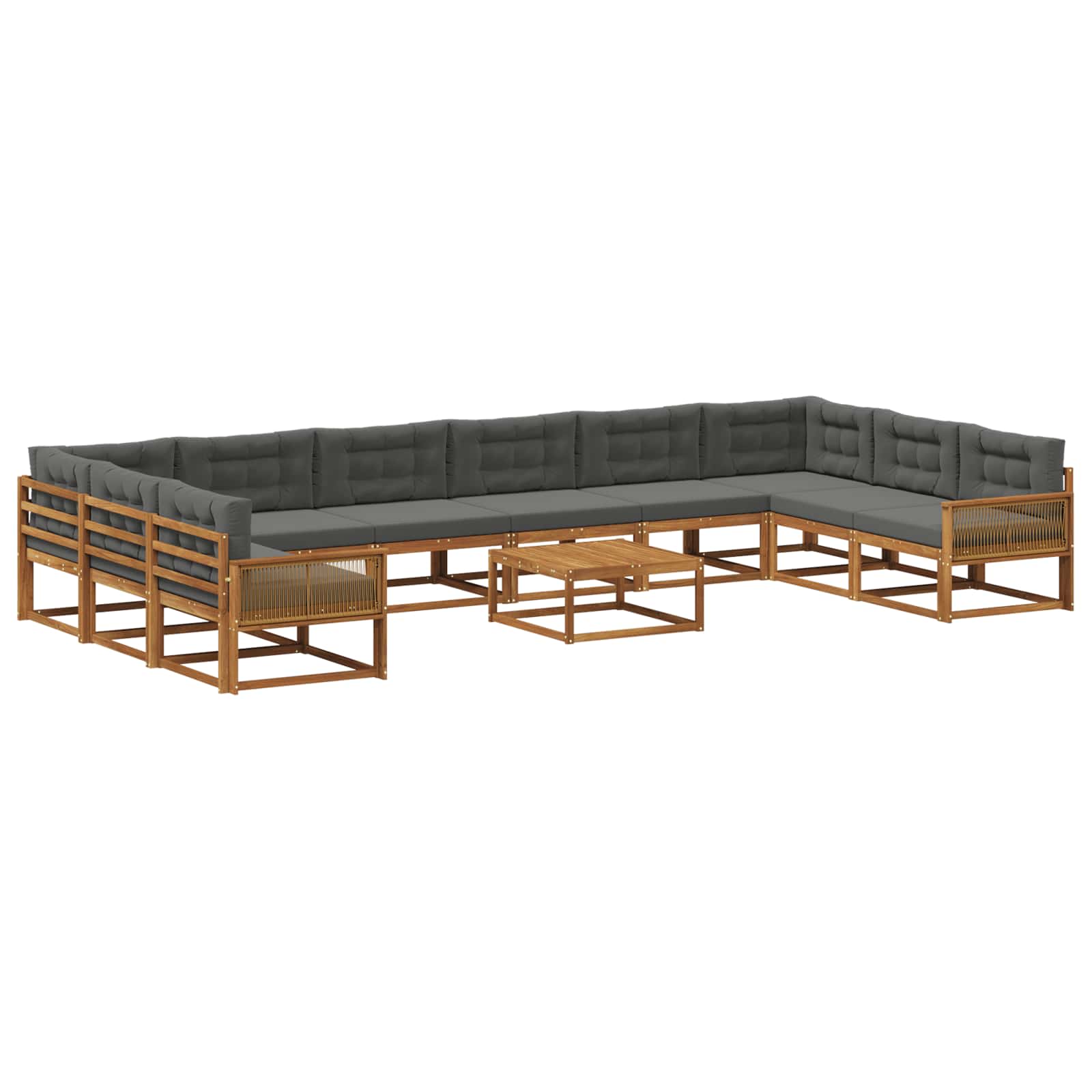 Set vanjskih sofa s jastukom 11 pcs Prirodna i antracit