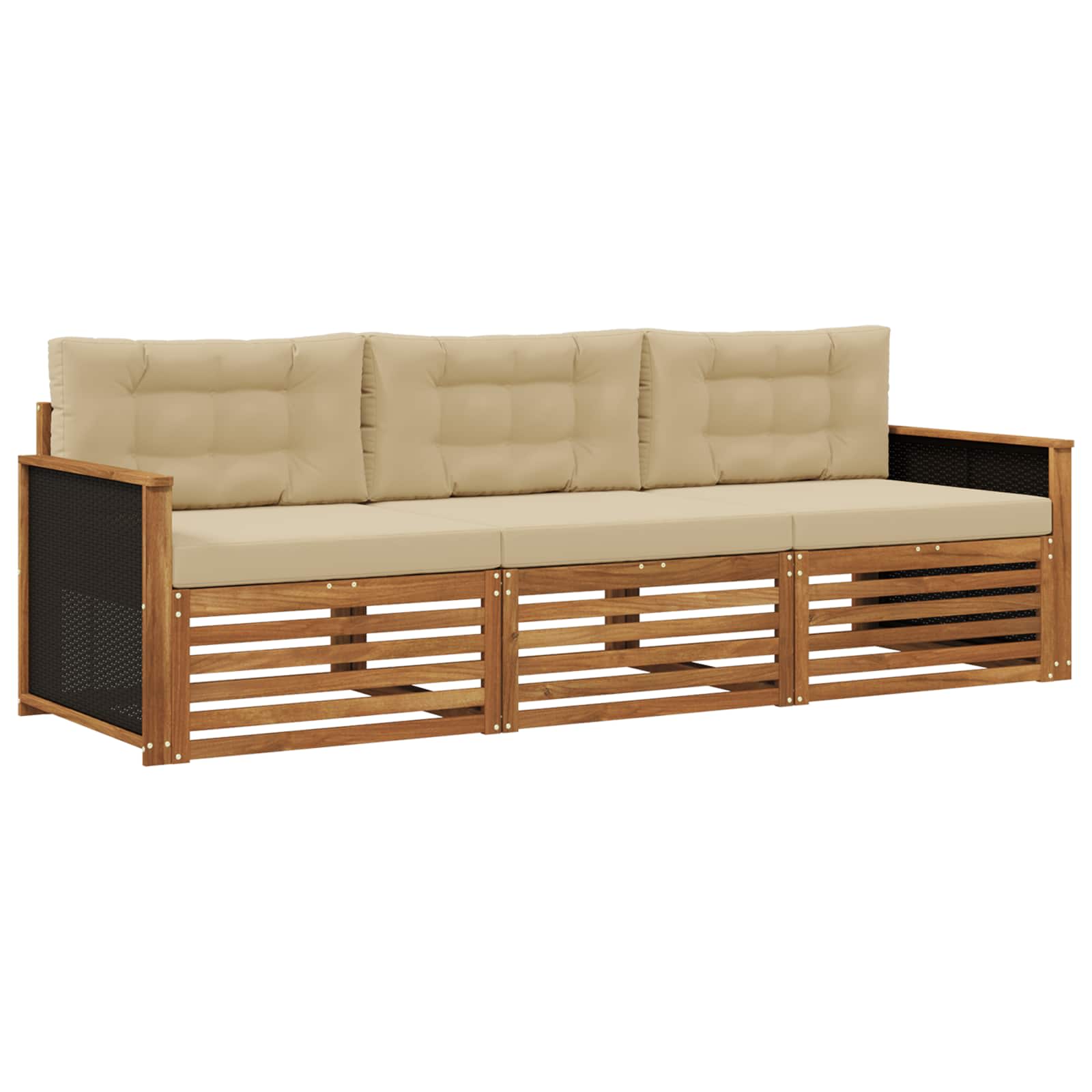 Set vanjskih sofa s jastukom 3 pcs Prirodna i bež Poliester
