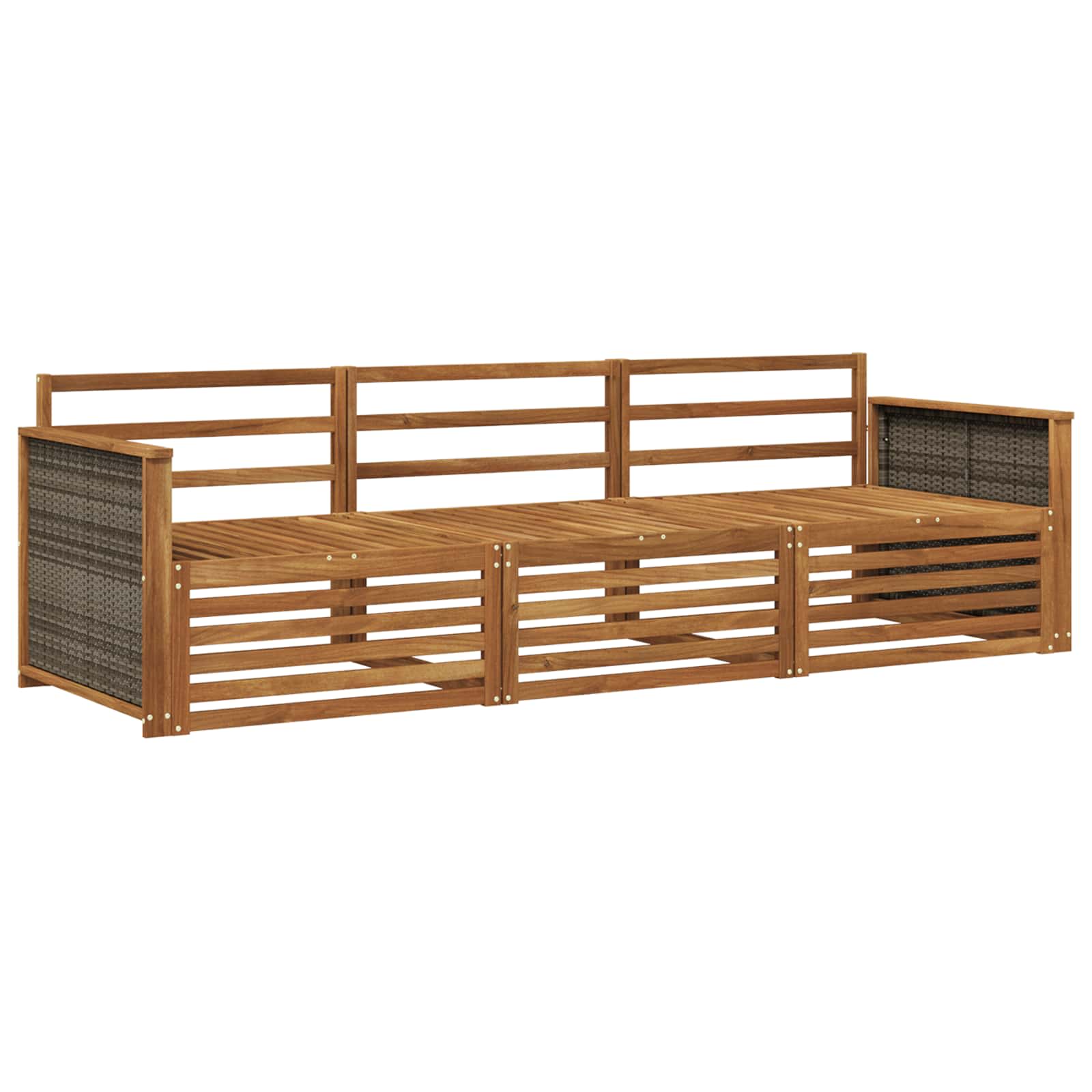Set vanjskih sofa 3 pcs Prirodna Čvrsto drvo akacije