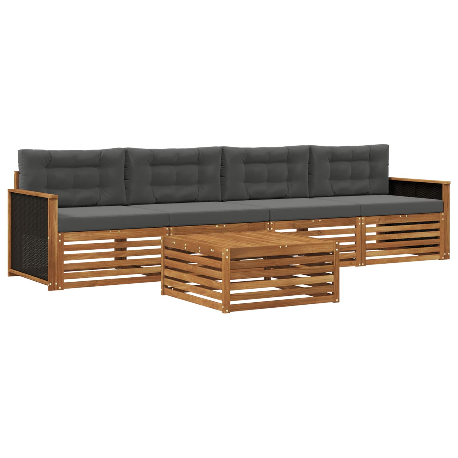 Set vanjskih sofa 5 pcs Prirodna i antracit Čvrsto drvo akacije