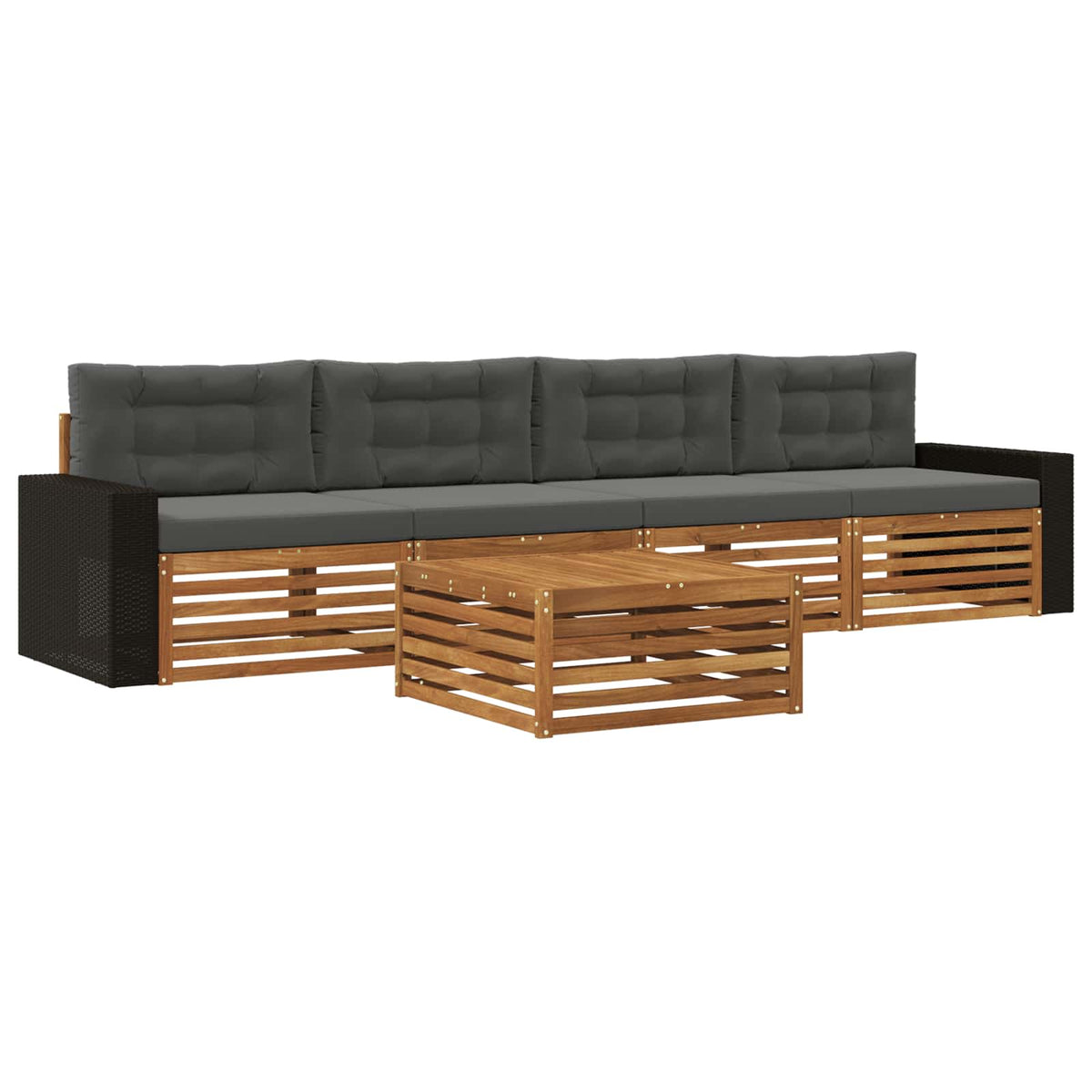 Set vanjskih sofa 5 kom. Prirodna i antracit 79 x 79 x 37 cm