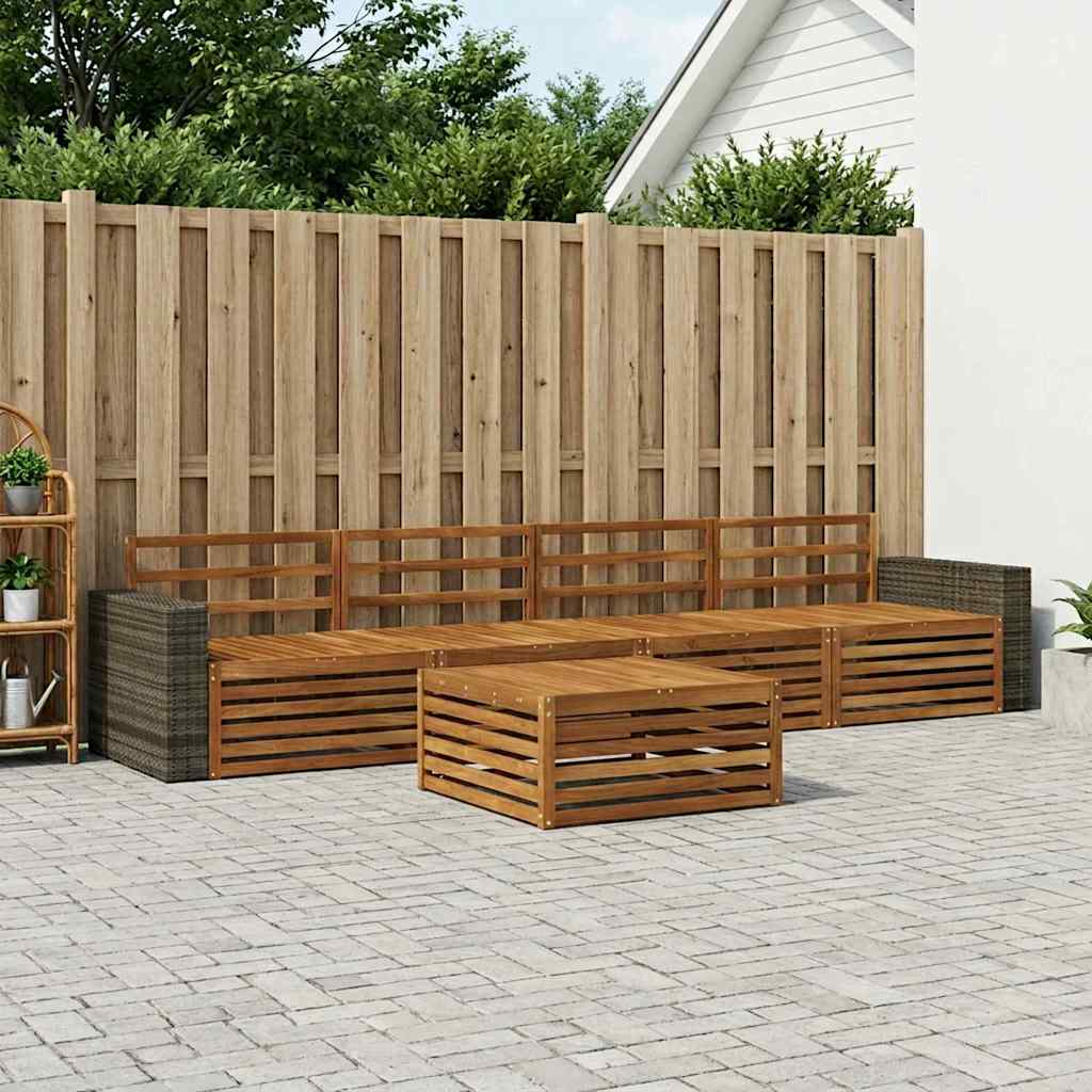 Set vanjskih sofa 5 kom. Prirodna Čvrsto drvo akacije