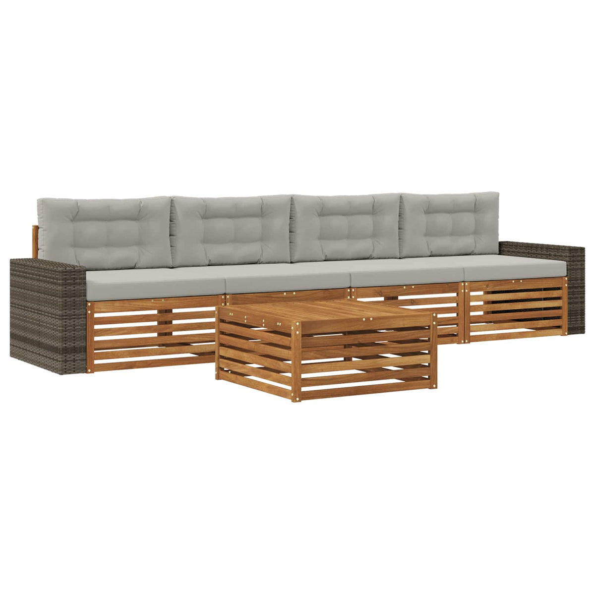 Set vanjskih sofa 5 kom. Prirodna i svjetlosiva