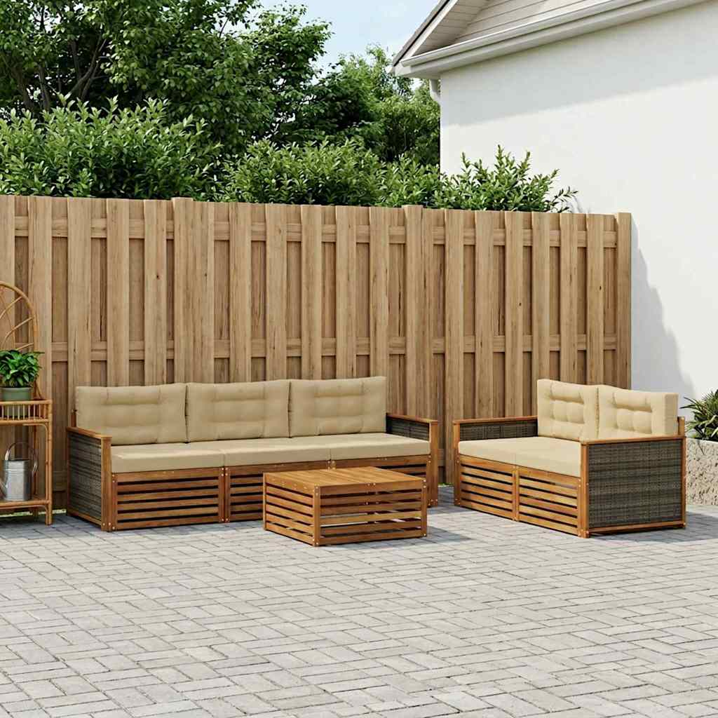 Set vanjskih sofa 6 kom. Prirodna i bež