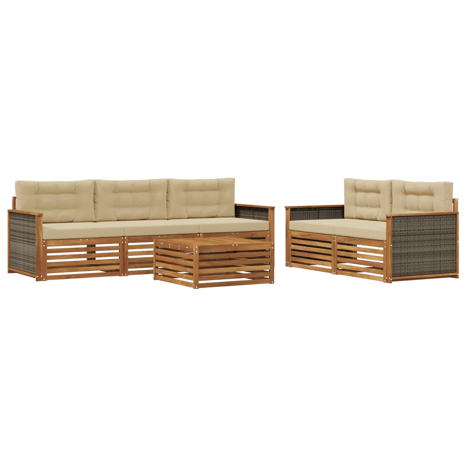 Set vanjskih sofa 6 kom. Prirodna i bež