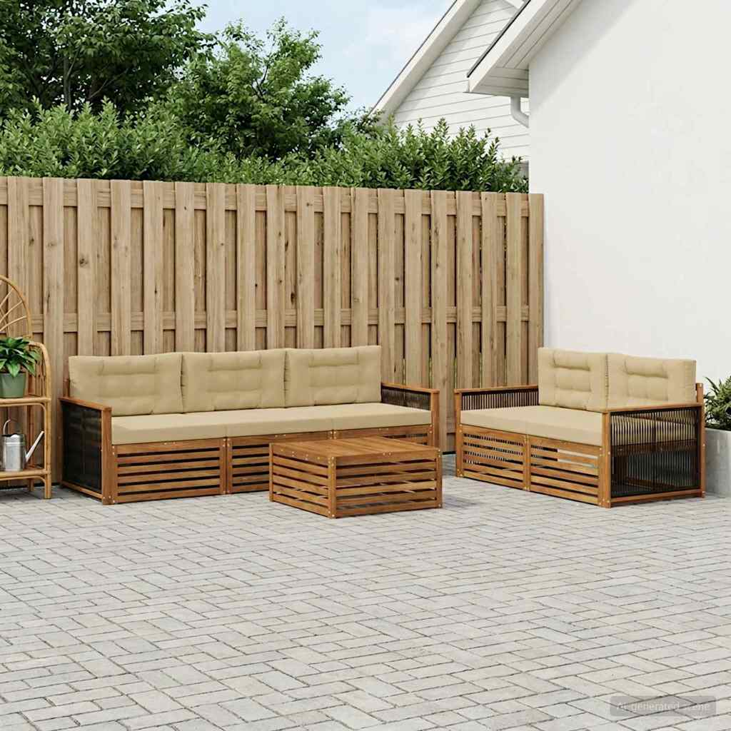 Set vanjskih sofa 6 kom. Prirodna i bež