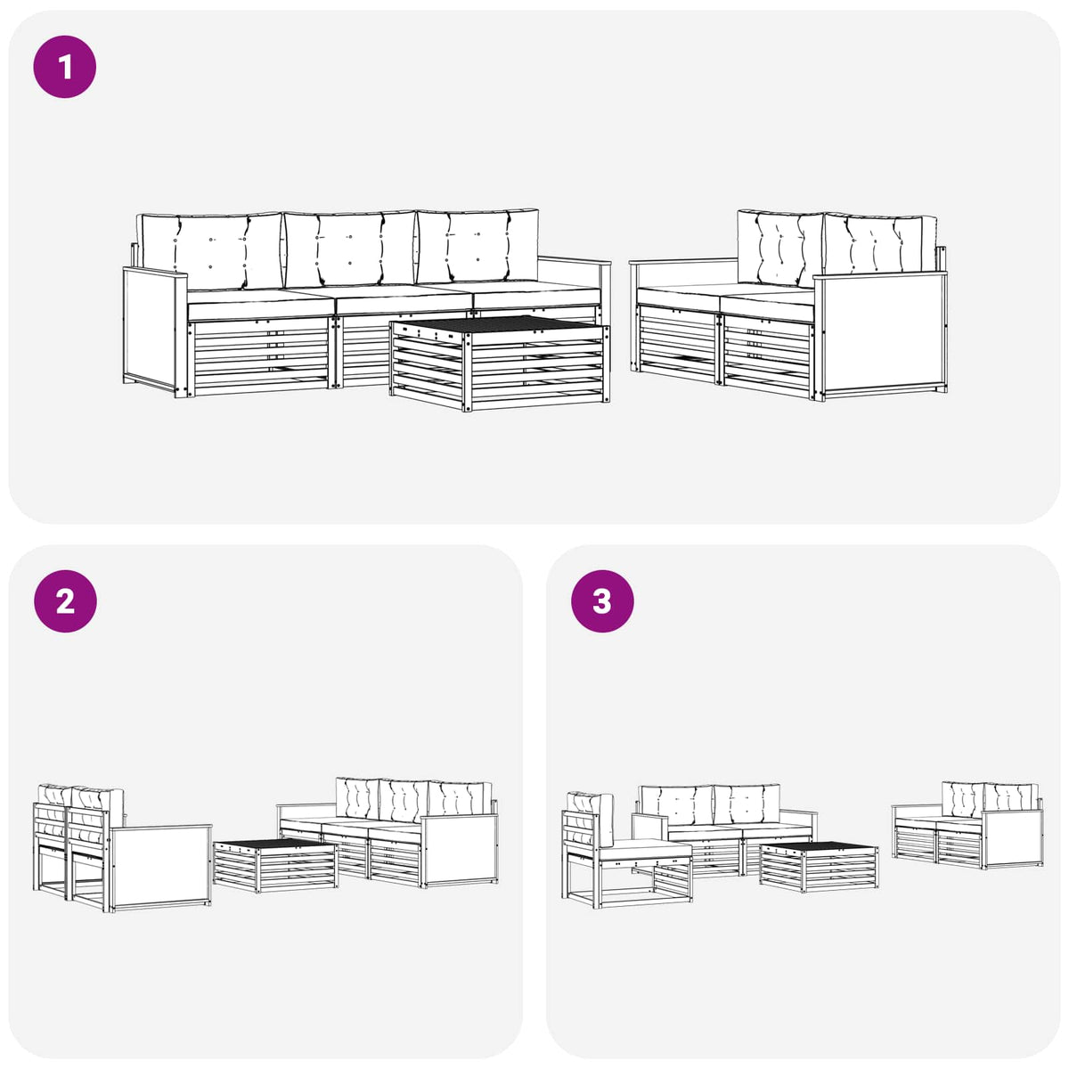 Set vanjskih sofa 6 kom. Prirodna i antracit