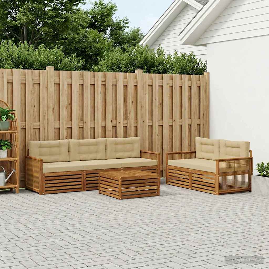Set vanjskih sofa 6 kom. Prirodna i bež