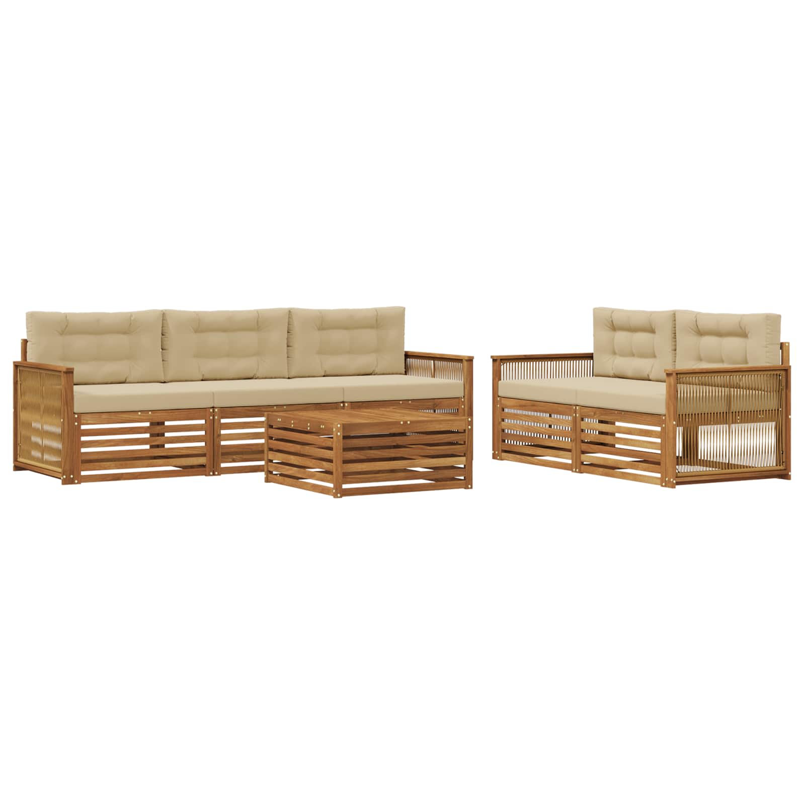 Set vanjskih sofa 6 kom. Prirodna i bež