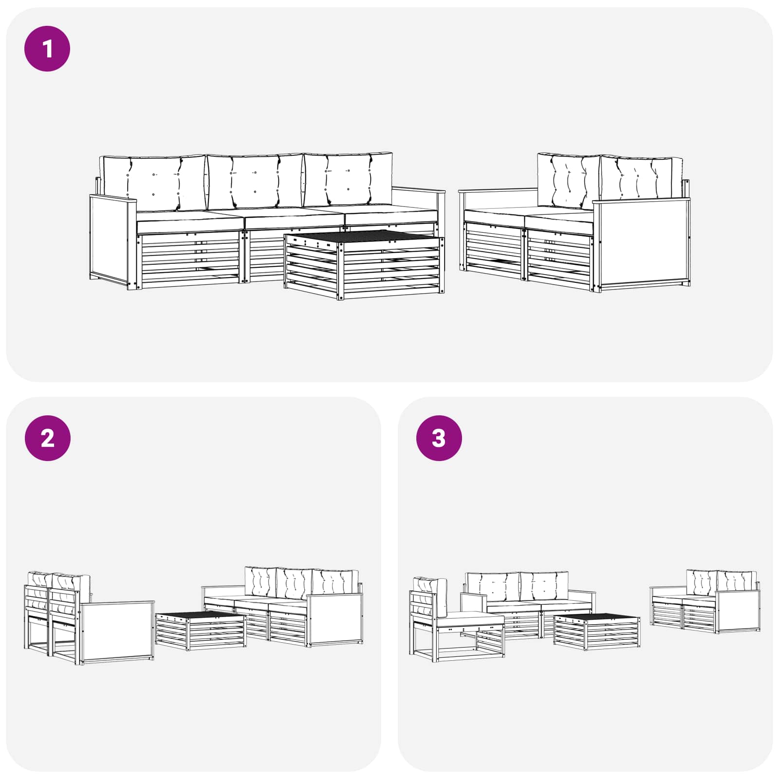 Set vanjskih sofa 6 kom. Prirodna i bež