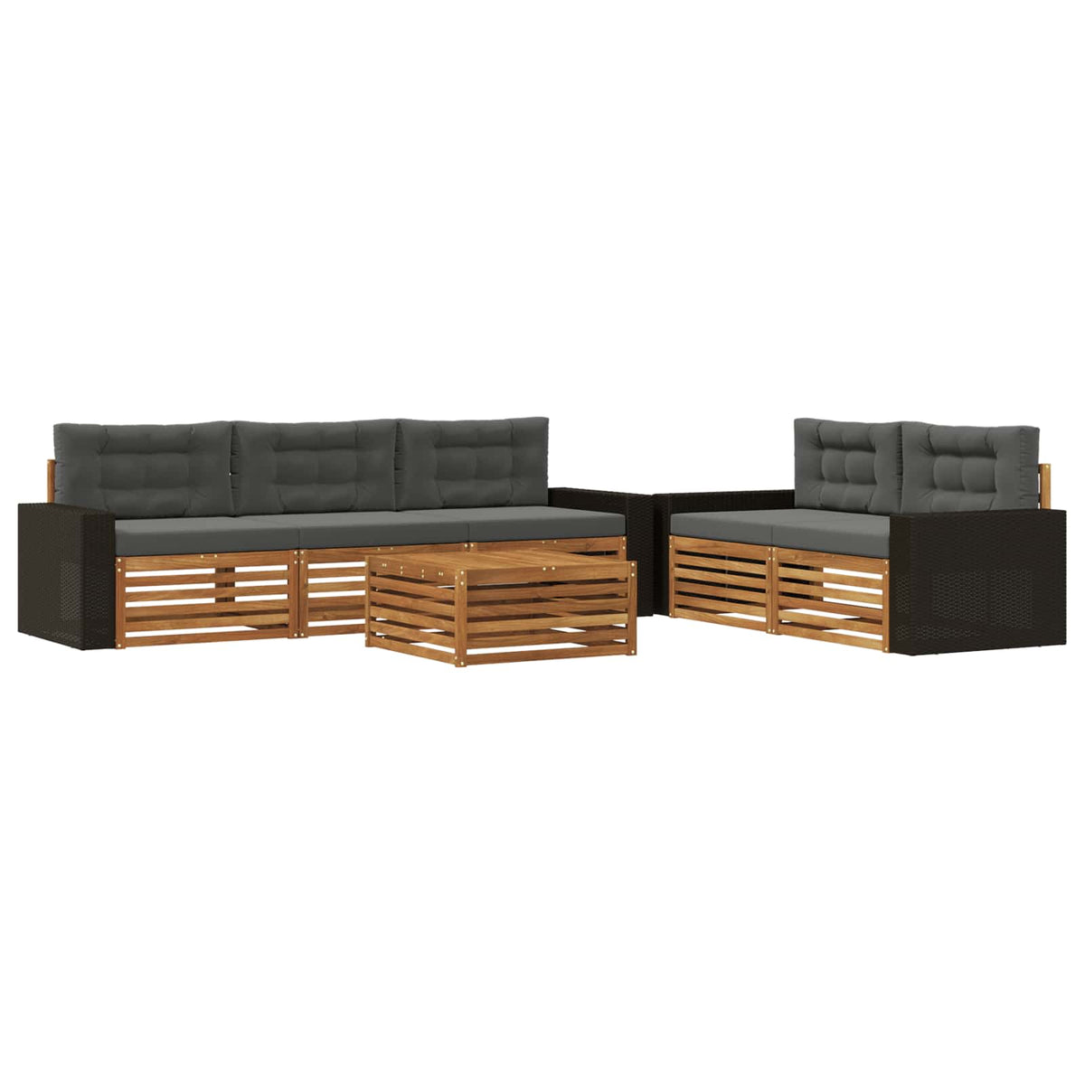 Set vanjskih sofa 6 kom. Prirodna i antracit