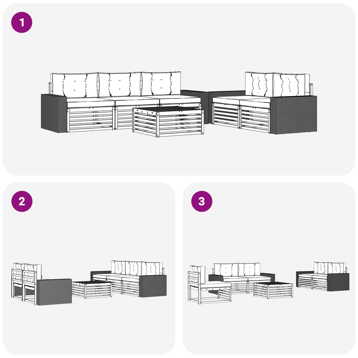 Set vanjskih sofa 6 kom. Prirodna i antracit