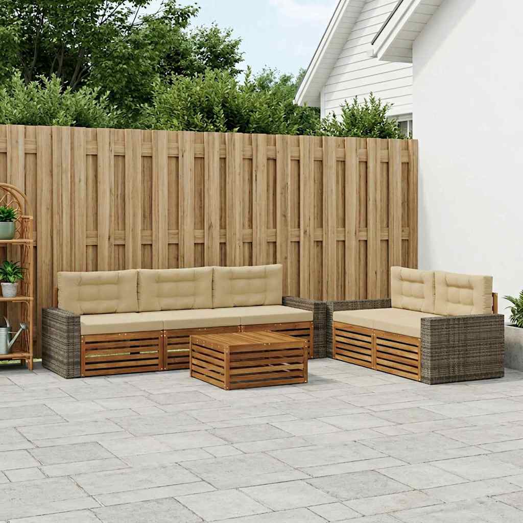 Set vanjskih sofa 6 kom. Prirodna i bež