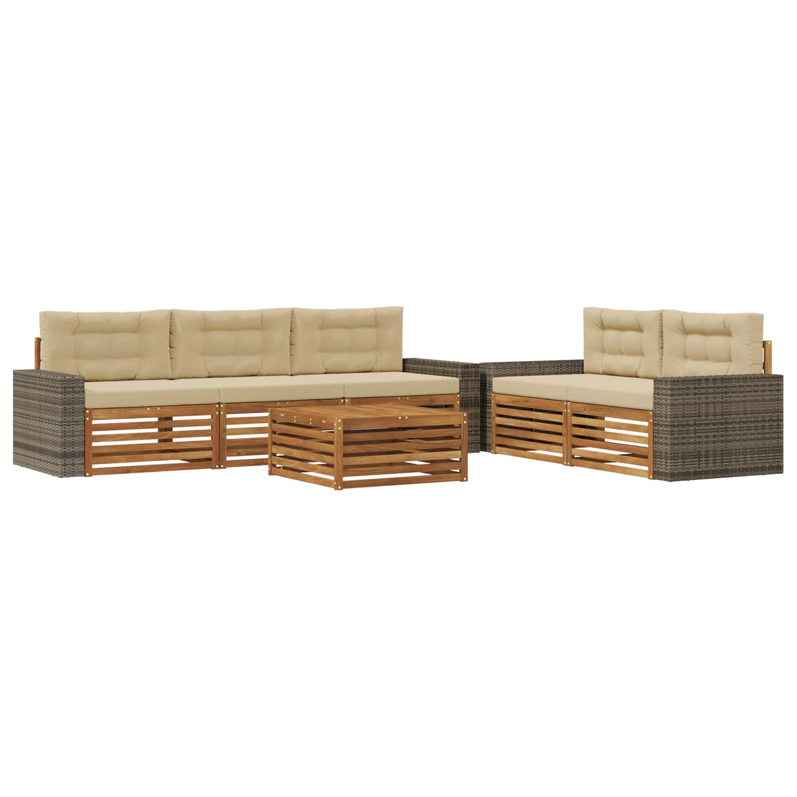 Set vanjskih sofa 6 kom. Prirodna i bež