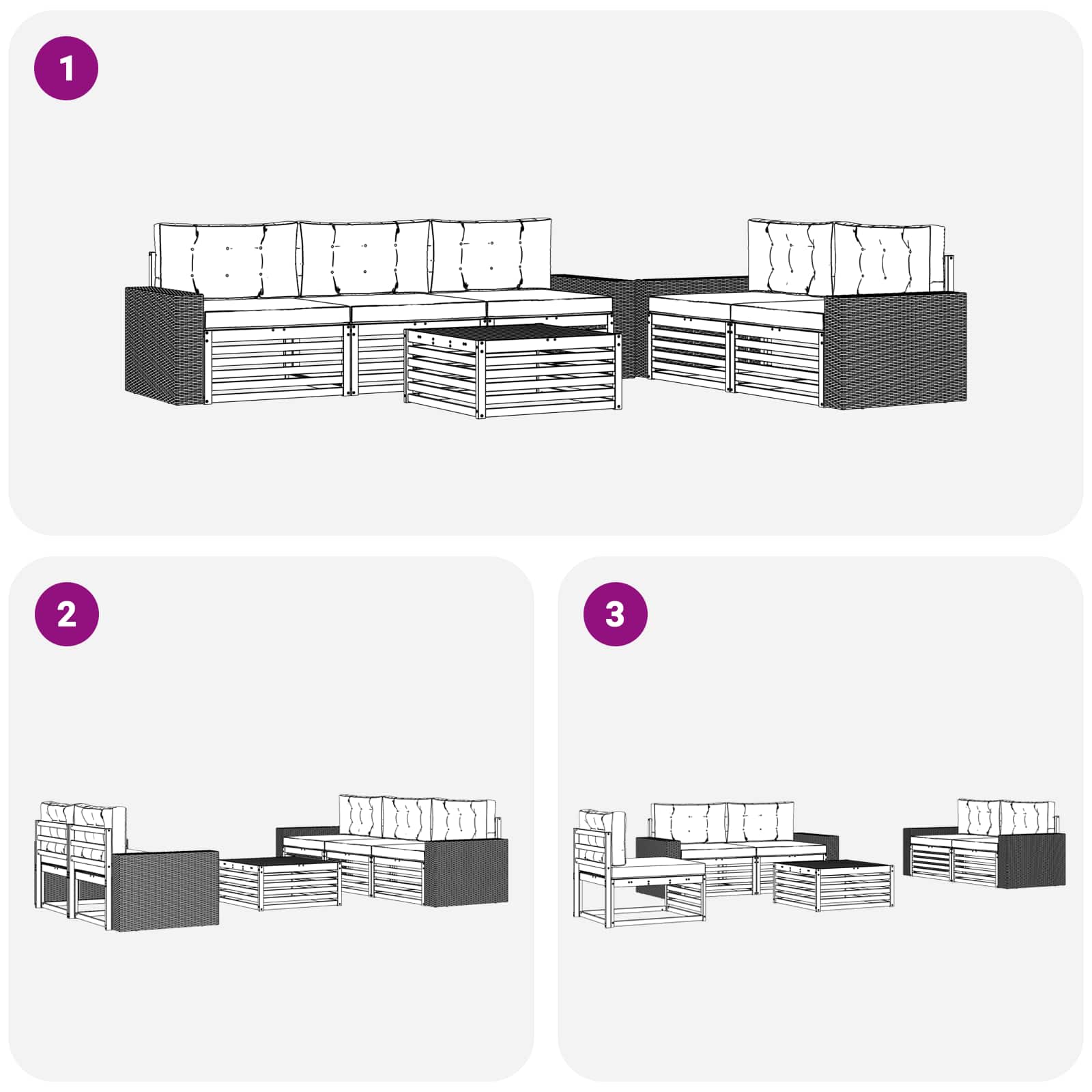 Set vanjskih sofa 6 pcs Prirodna i bež