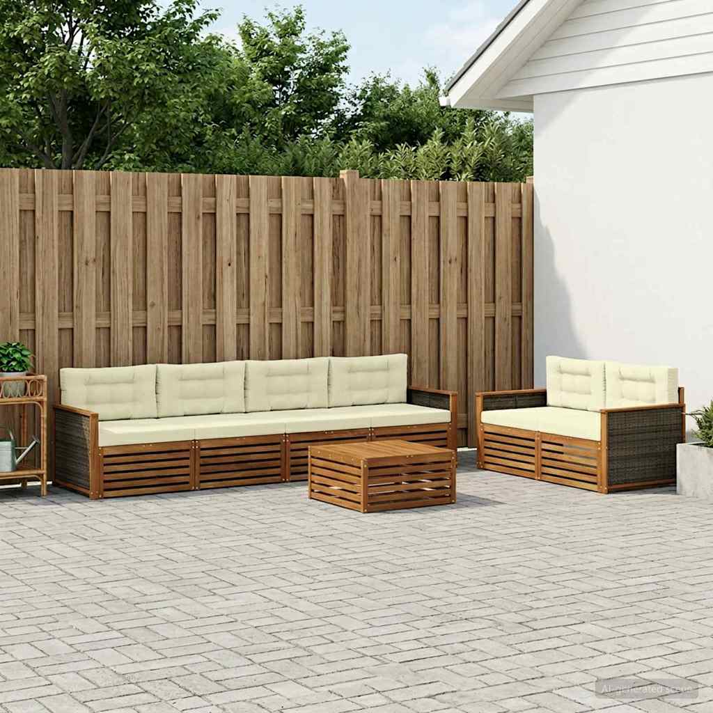 Set vanjskih sofa 7 kom. Prirodna i krem