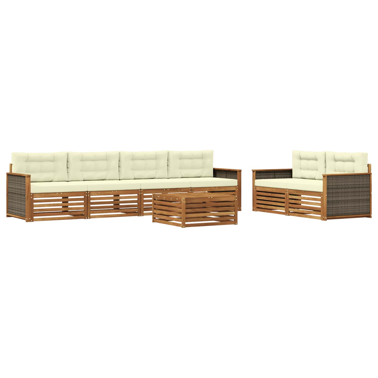 Set vanjskih sofa 7 kom. Prirodna i krem