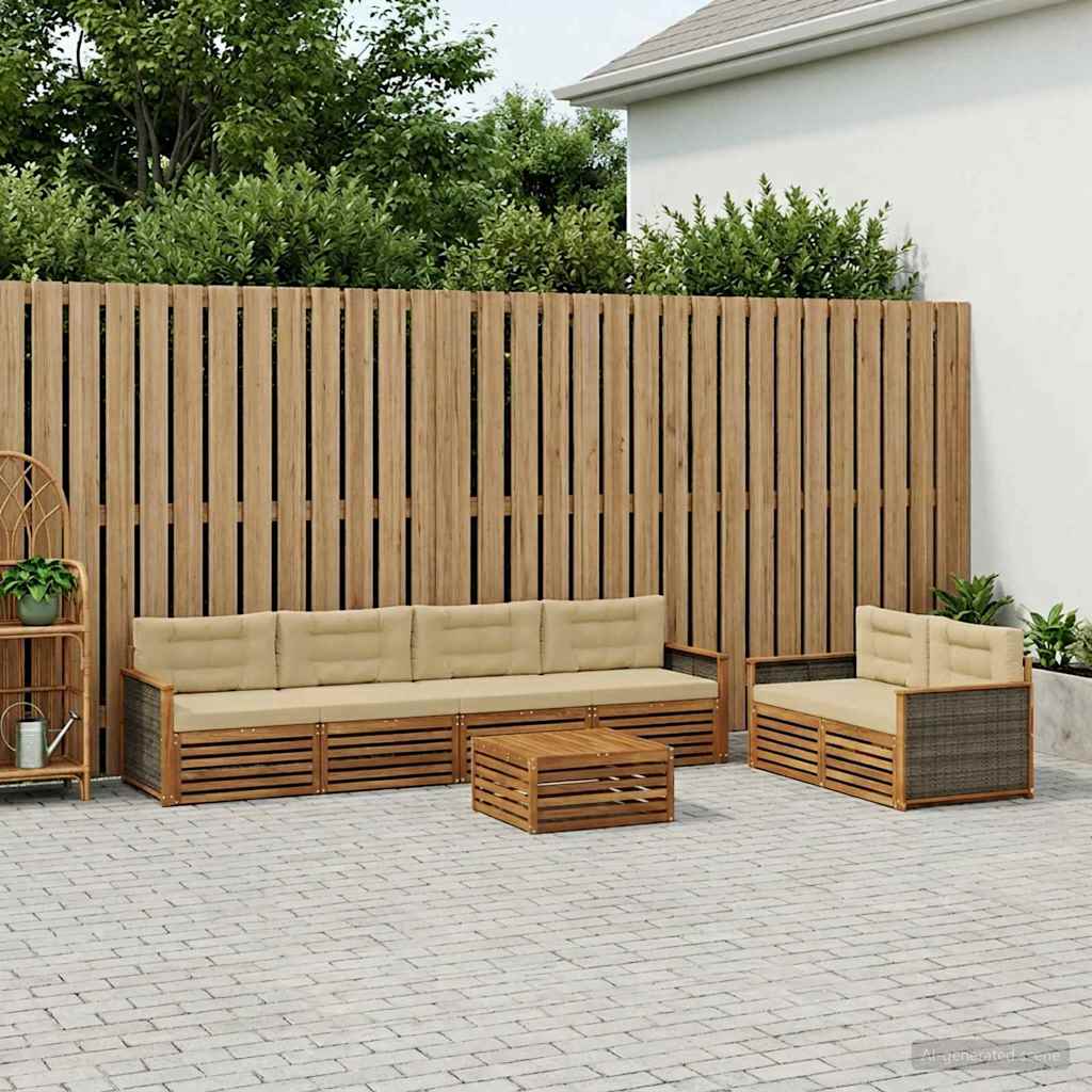 Set vanjskih sofa 7 kom. Prirodna i bež