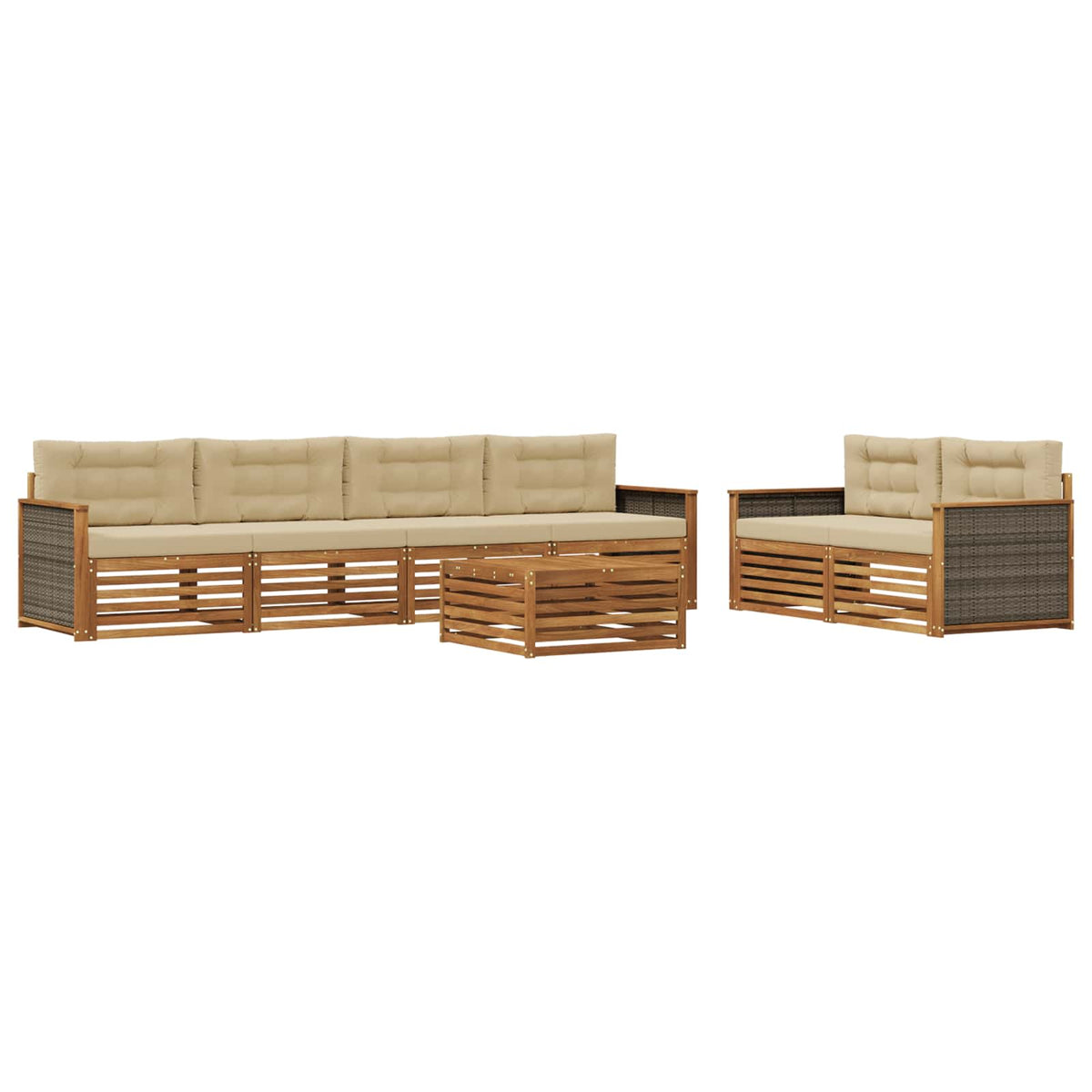 Set vanjskih sofa 7 kom. Prirodna i bež