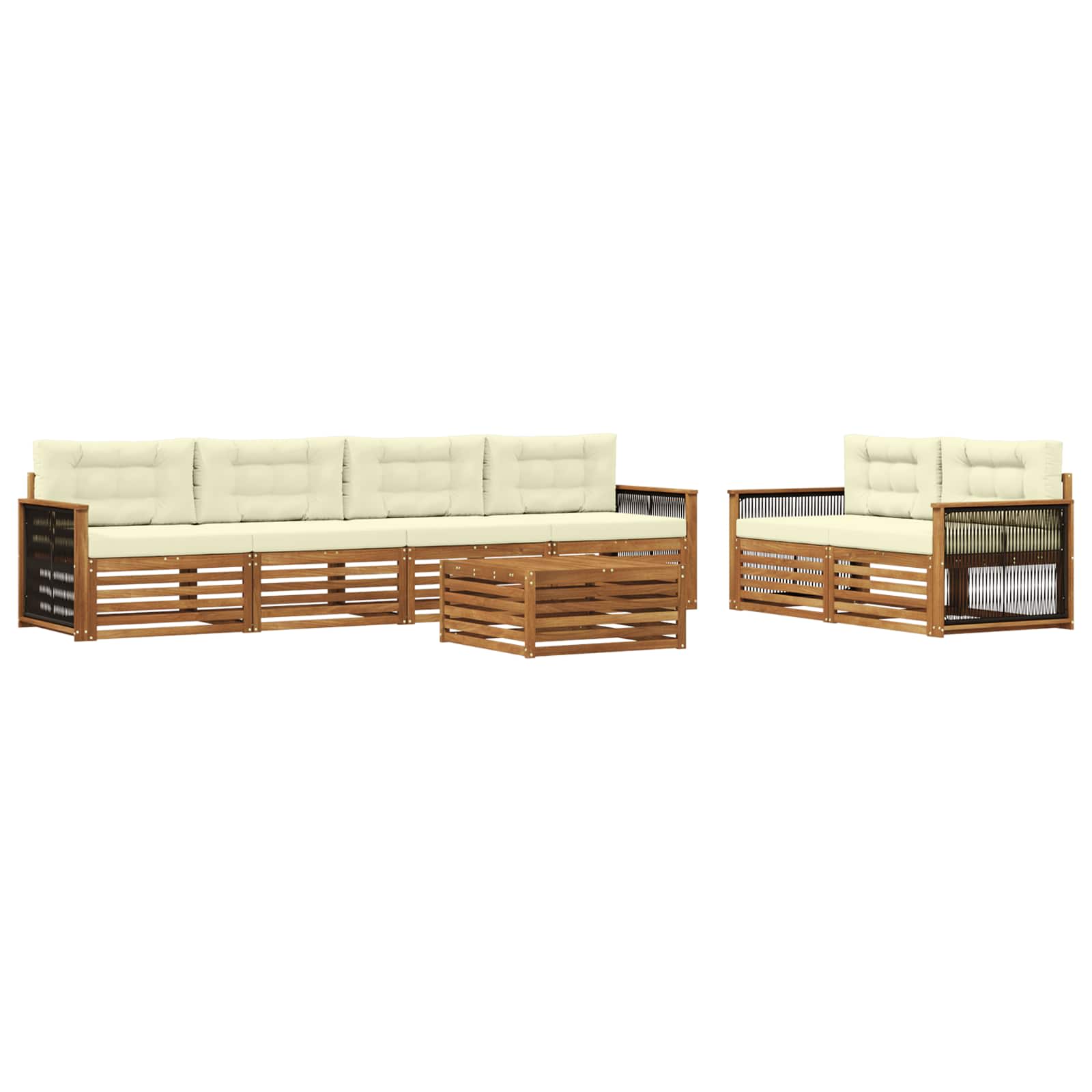 Set vanjskih sofa 7 kom. Prirodna i krem
