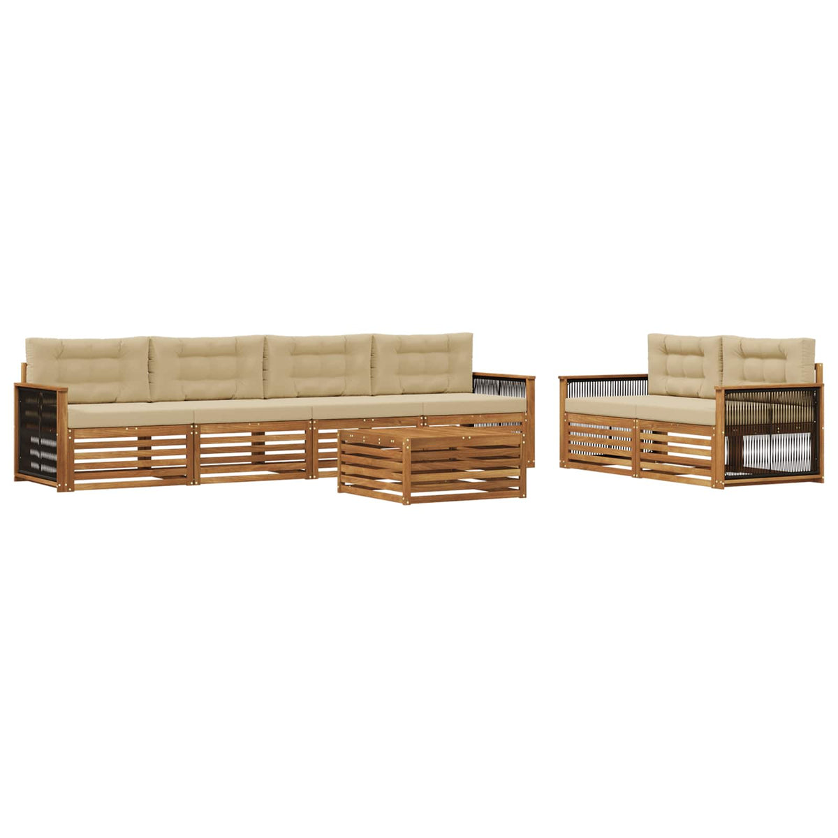 Set vanjskih sofa 7 kom. Prirodna i bež
