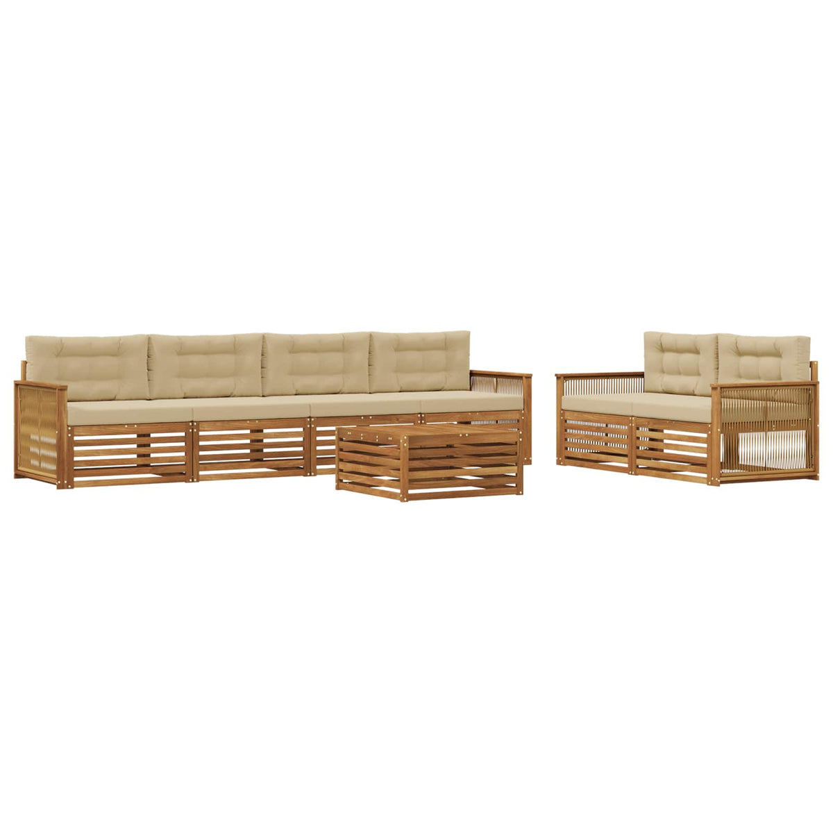 Set vanjskih sofa 7 kom. Prirodna i bež