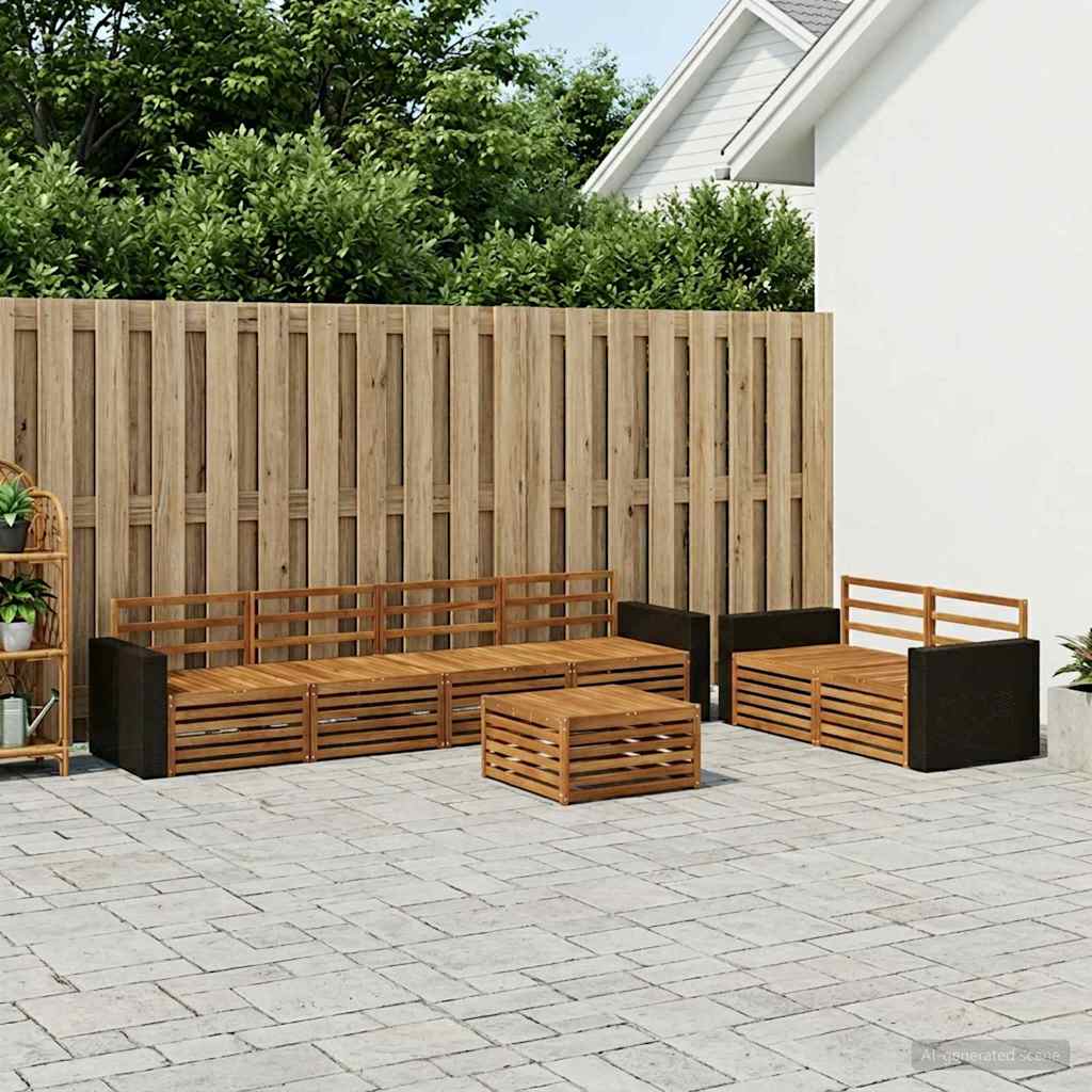 Set vanjskih sofa 7 kom. Prirodna Čvrsto drvo akacije