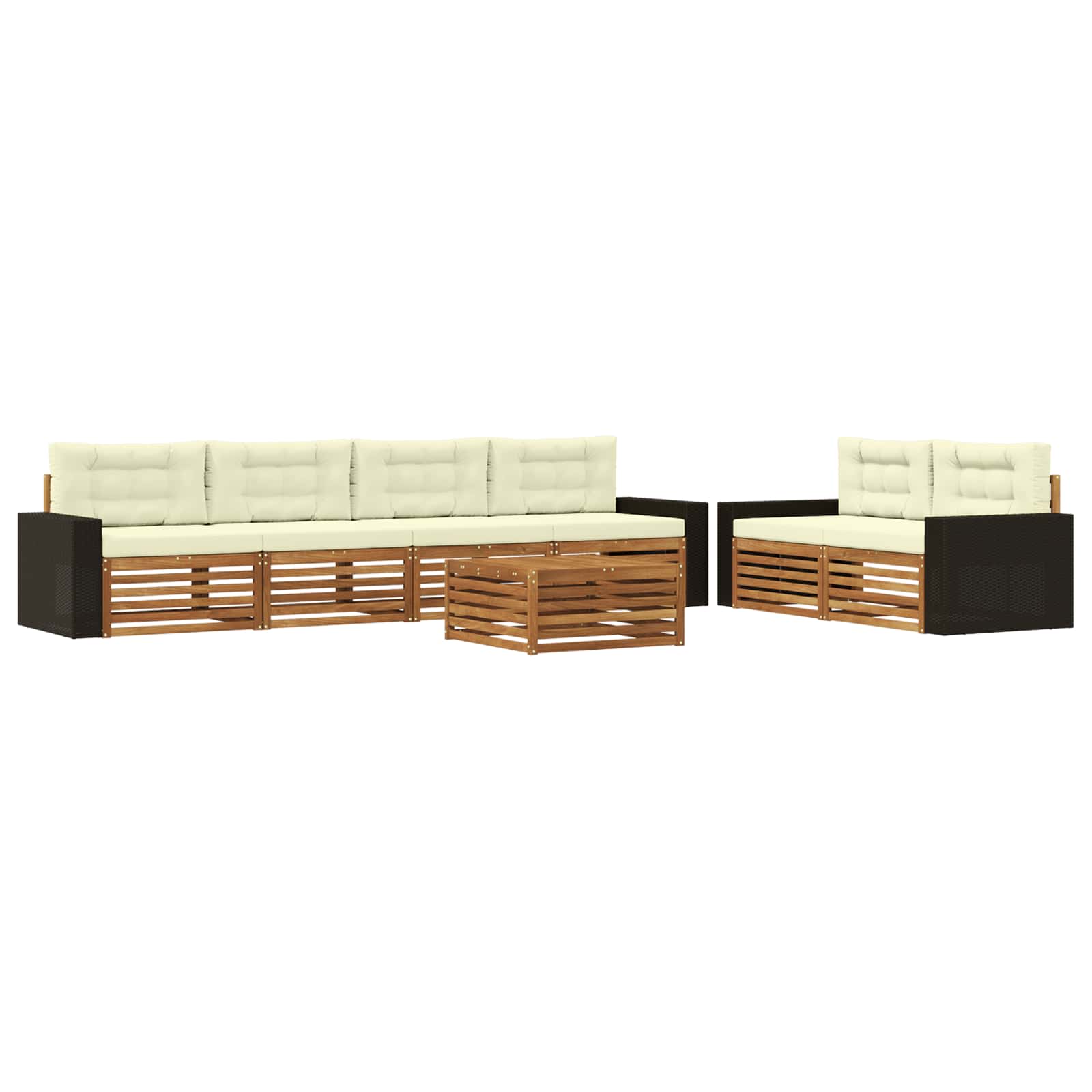 Set vanjskih sofa s jastukom 7 pcs Prirodna i krem Poliester