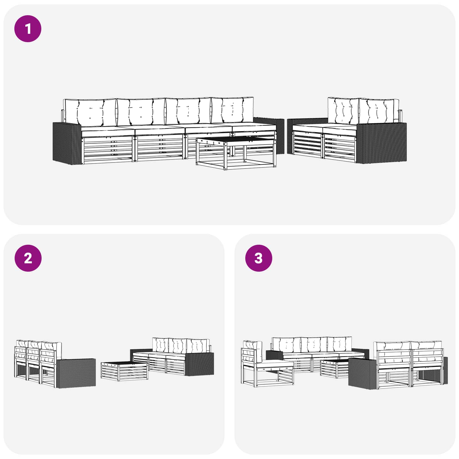 Set vanjskih sofa s jastukom 7 pcs Prirodna i bež Poliester