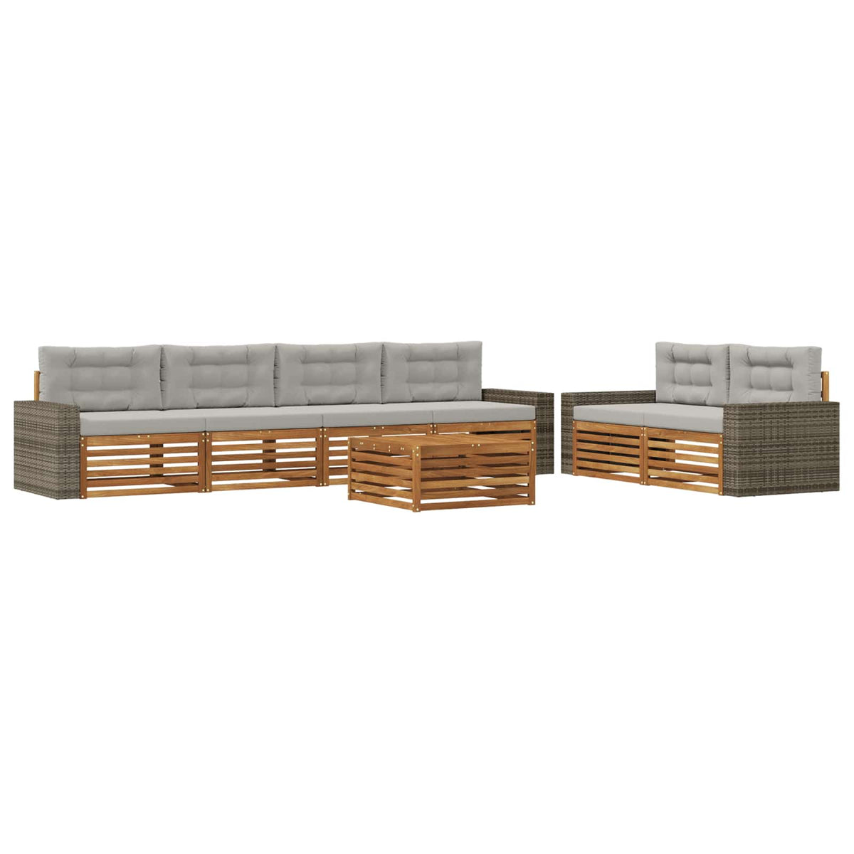 Set vanjskih sofa 7 kom. Prirodna i svjetlosiva Poliester