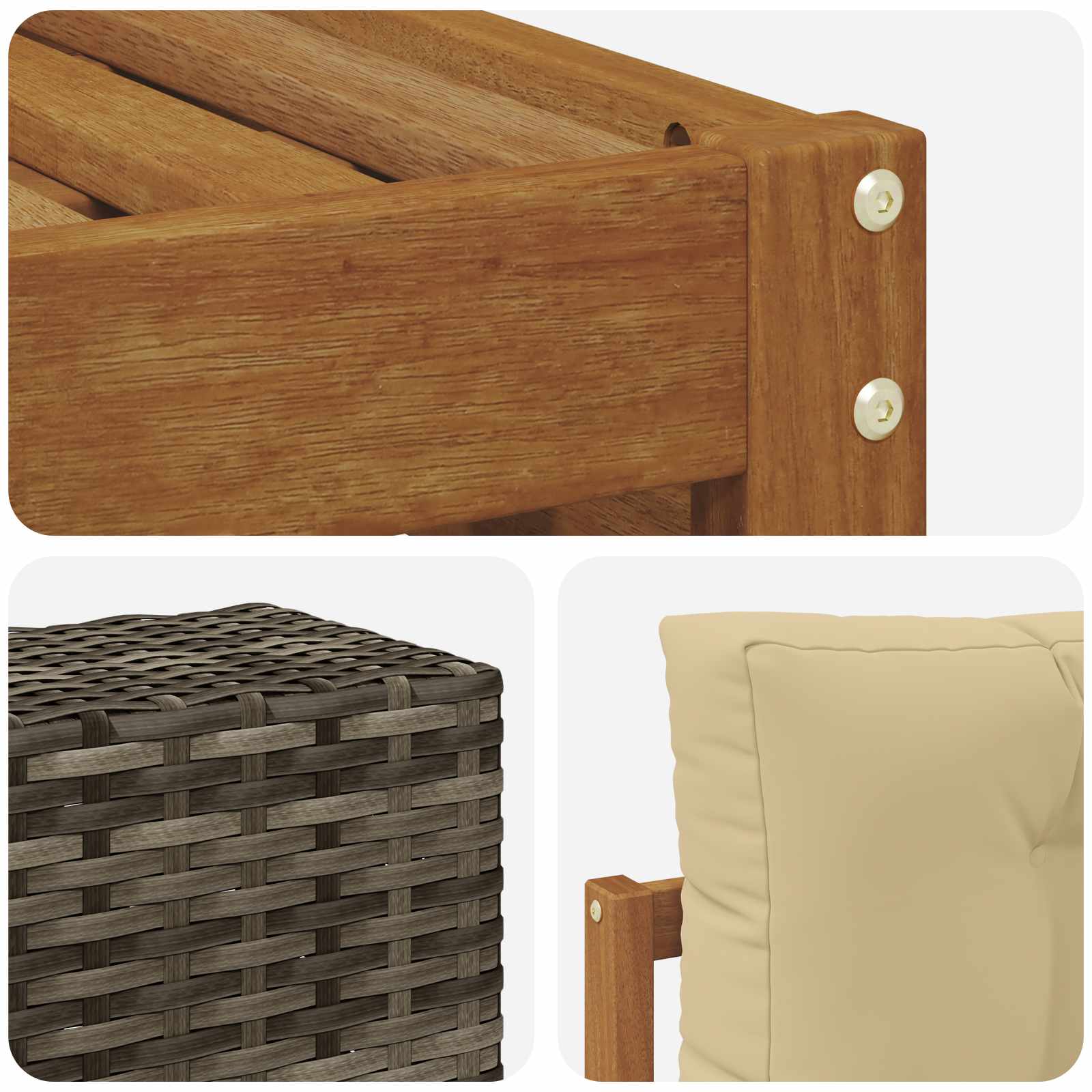 Set vanjskih sofa s jastukom 7 pcs Prirodna i bež Poliester