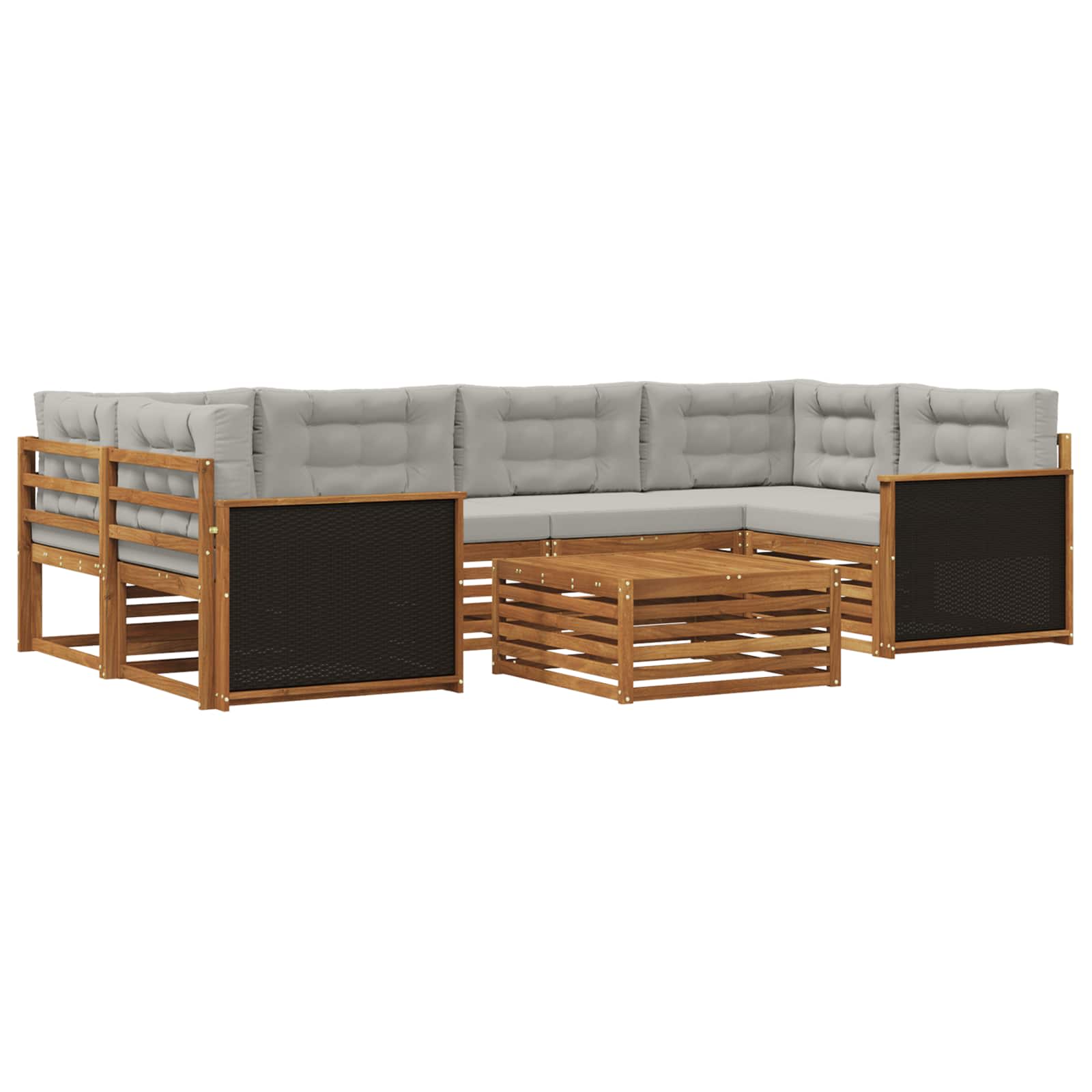Set vanjskih sofa 7 pcs Prirodna i svjetlosiva Poliester