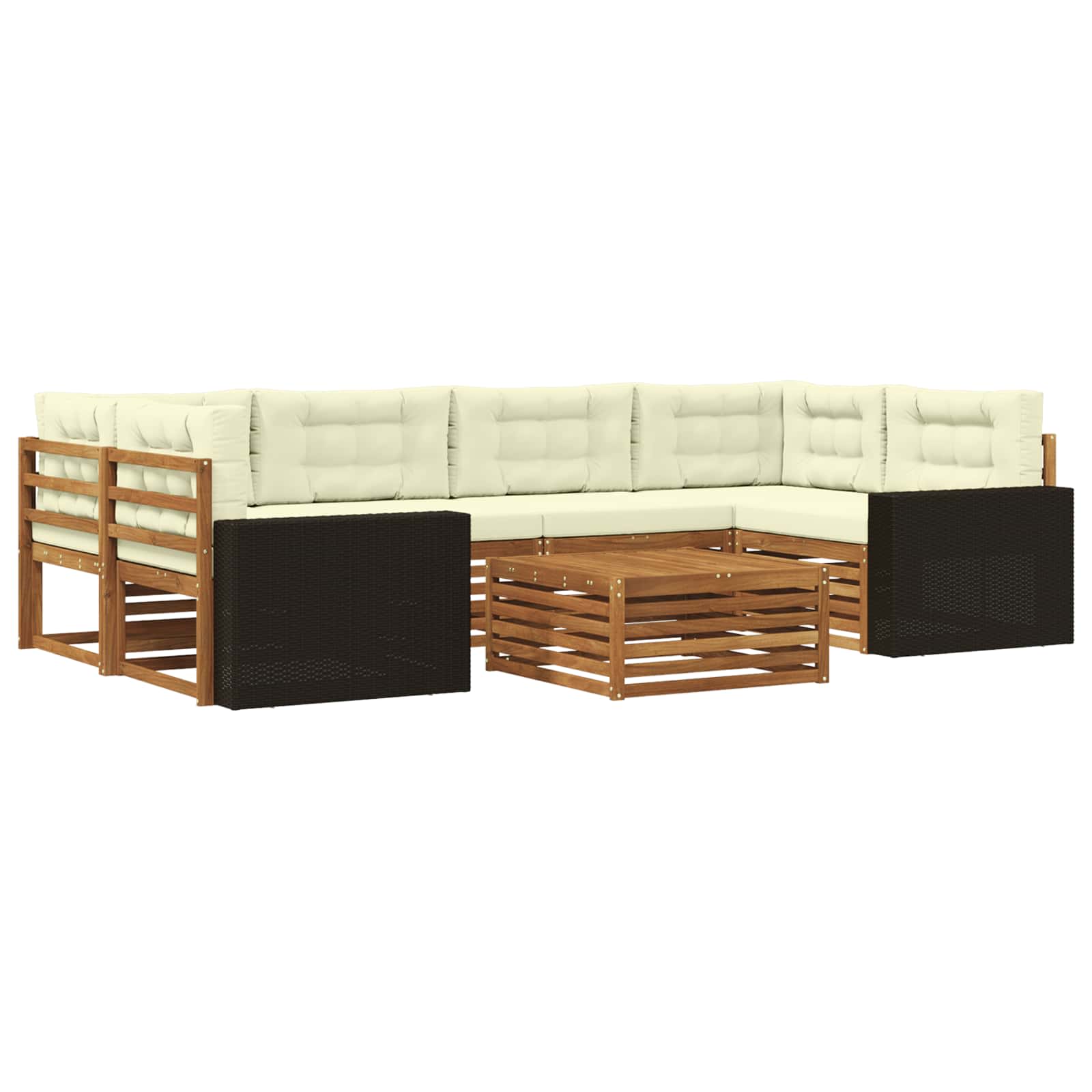 Set vanjskih sofa s jastukom 7 pcs Prirodna i krem Poliester