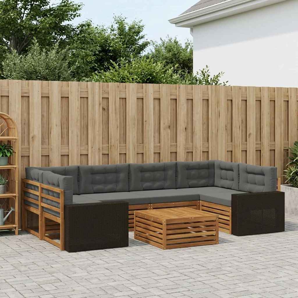 Set vanjskih sofa 7 pcs Prirodna i antracit Poliester