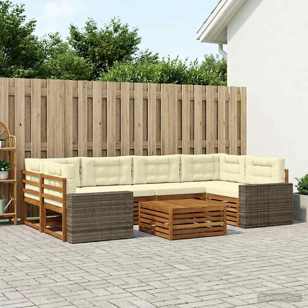 Set vanjskih sofa 7 kom. Prirodna i krem Poliester