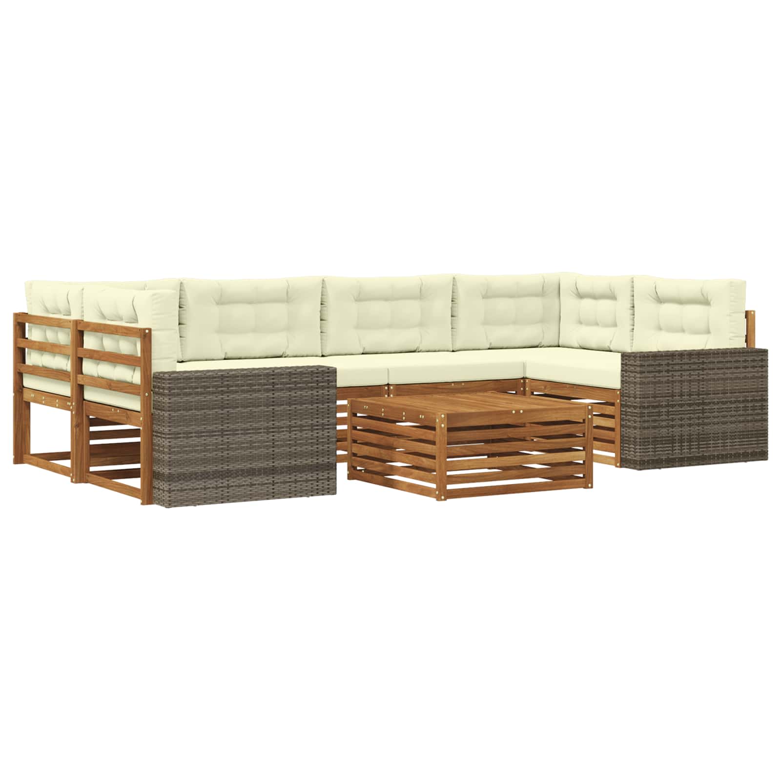 Set vanjskih sofa 7 kom. Prirodna i krem Poliester