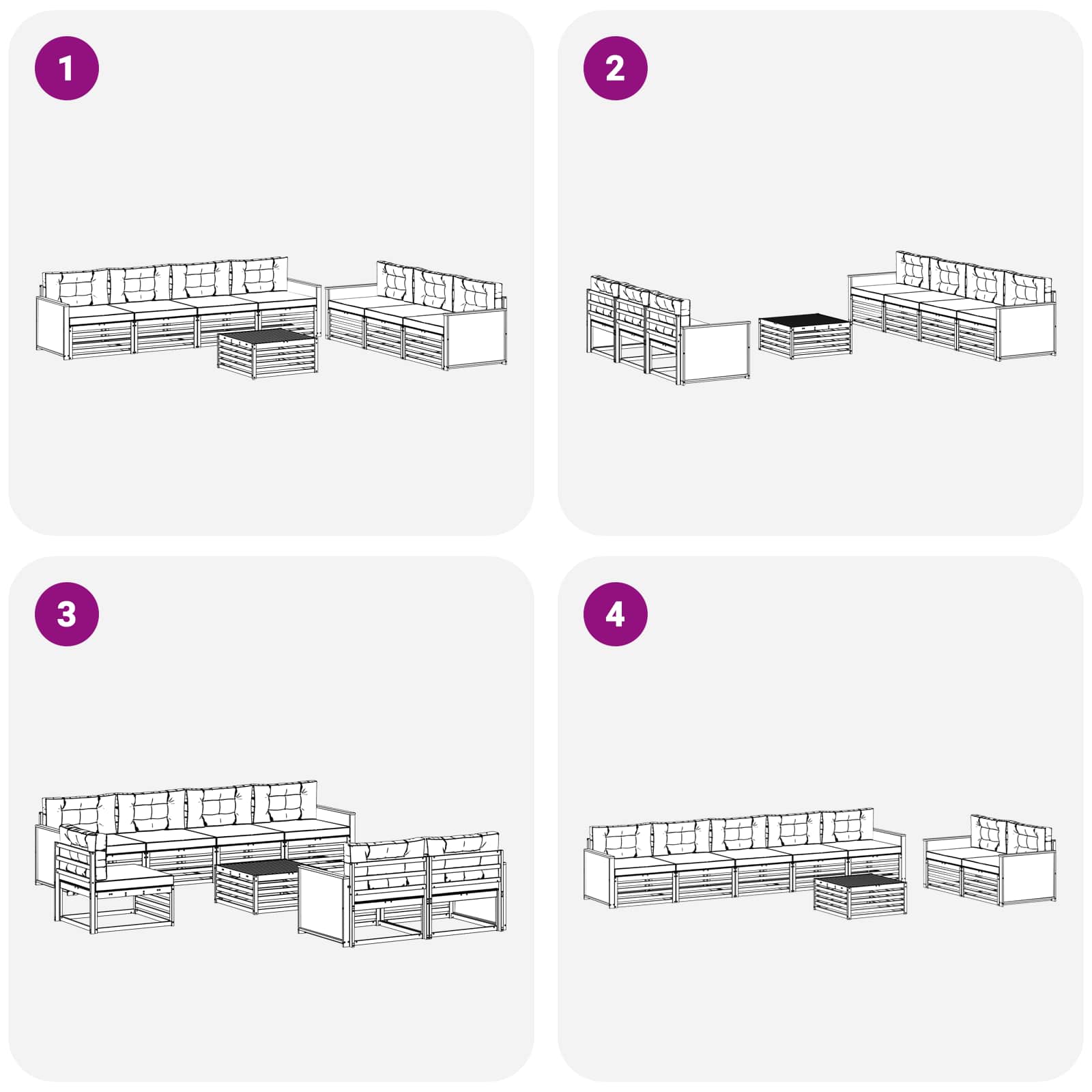 Set vanjskih sofa 8 pcs Prirodna i antracit 79 x 79 x 37 cm