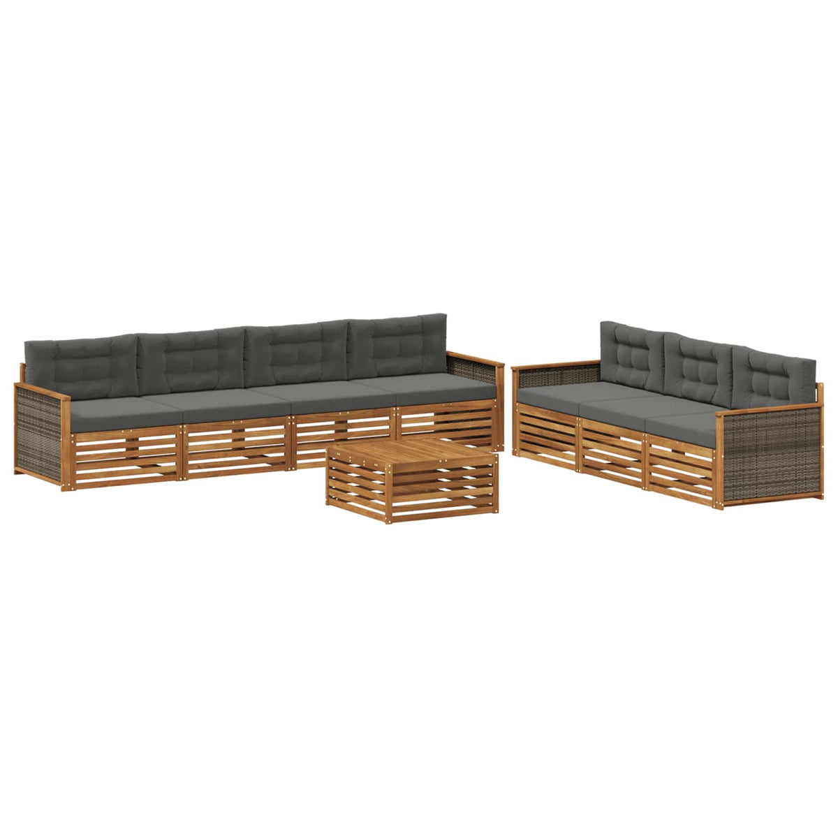 Set vanjskih sofa 8 kom. Prirodna i antracit