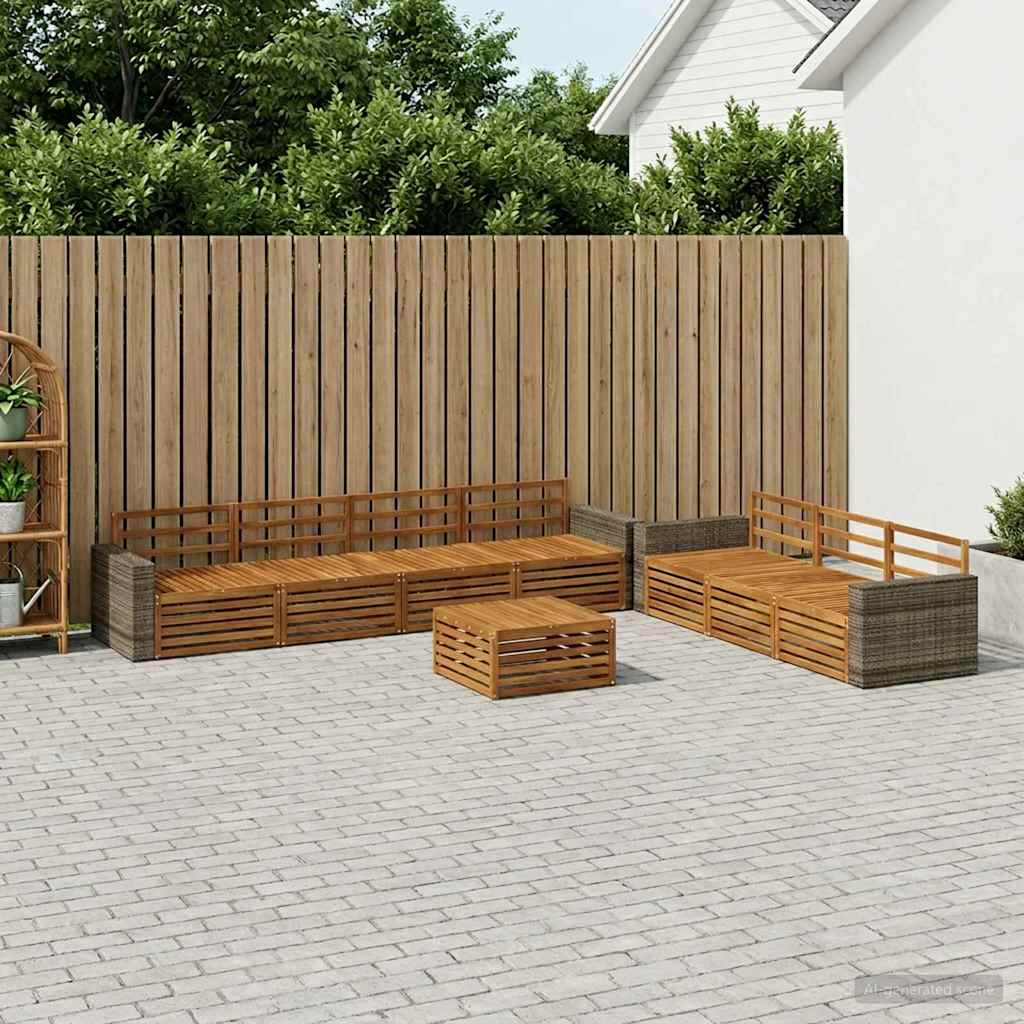 Set vanjskih sofa 8 kom. Prirodna Čvrsto drvo akacije