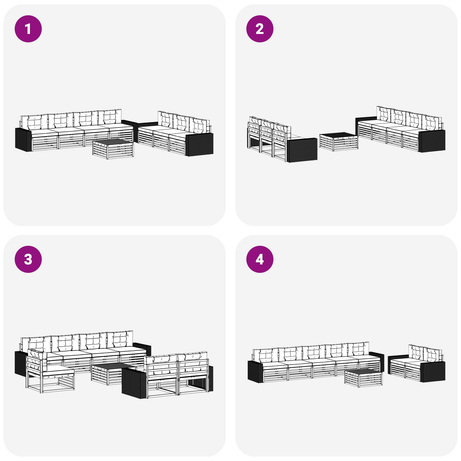 Set vanjskih sofa 8 pcs Prirodna i antracit 79 x 79 x 37 cm