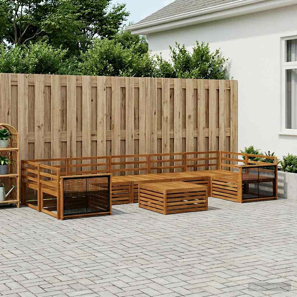 Set vanjskih sofa 8 kom. Prirodna Čvrsto drvo akacije