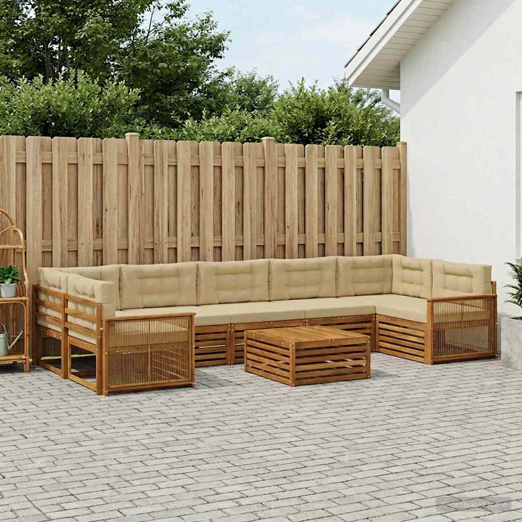Set vanjskih sofa 8 kom. Prirodna i bež