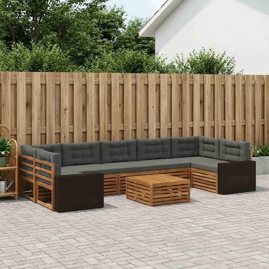 Set vanjskih sofa 8 kom. Prirodna i antracit