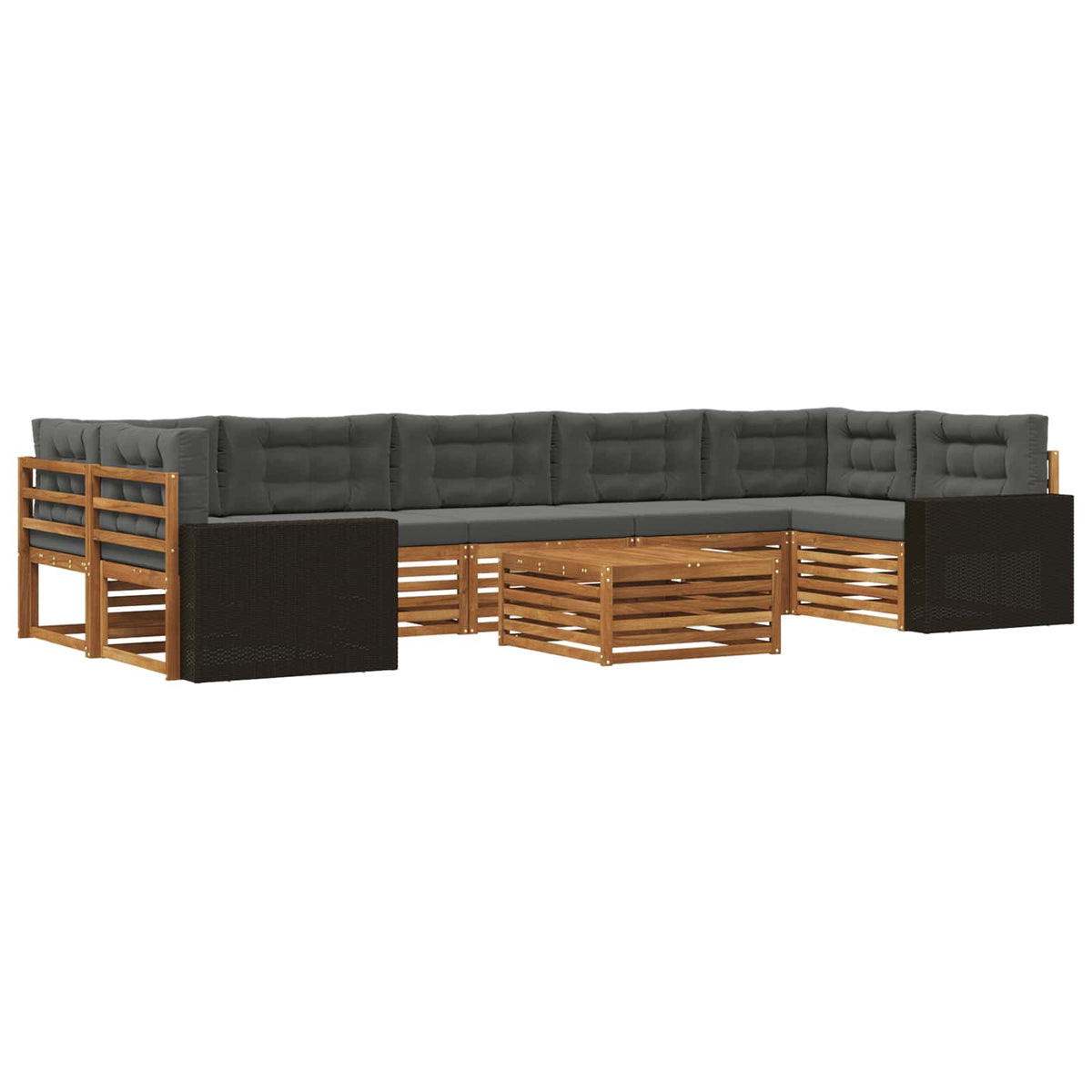 Set vanjskih sofa 8 kom. Prirodna i antracit