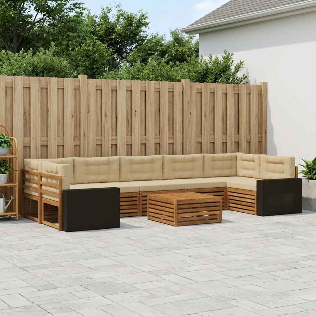 Set vanjskih sofa 8 kom. Prirodna i bež