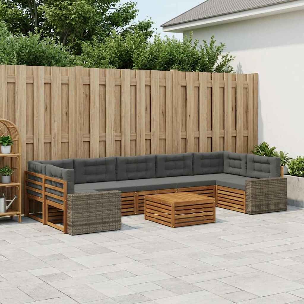 Set vanjskih sofa 8 kom. Prirodna i antracit